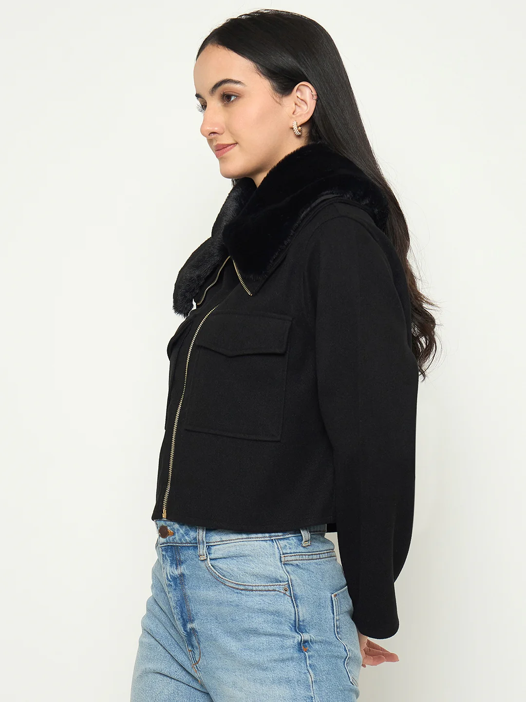 Madame Black Shacket with Zipper - Image 4