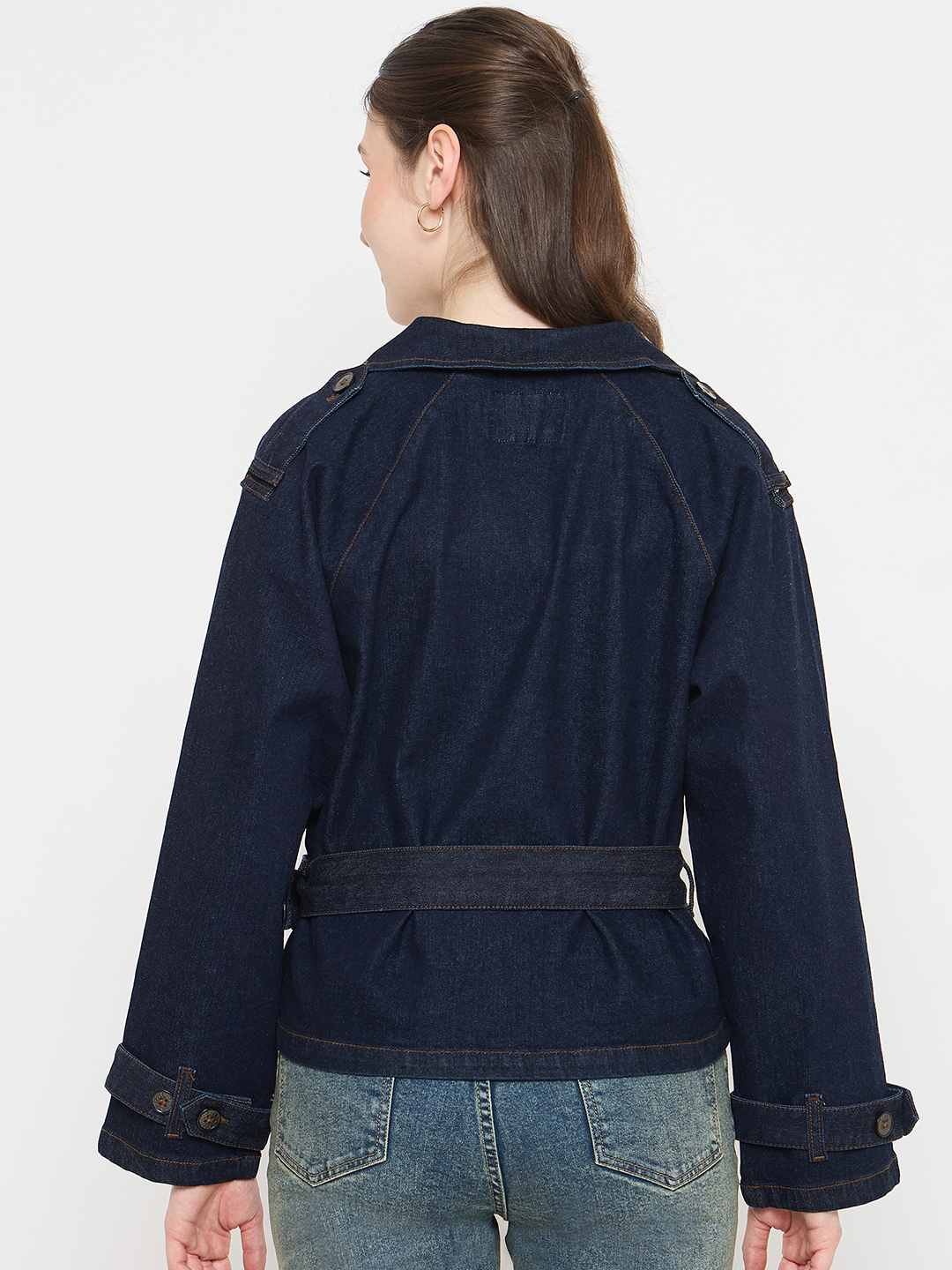 Madame Blue Denim Jacket with Faux Fur Collar and Sleeve Trim - Image 6