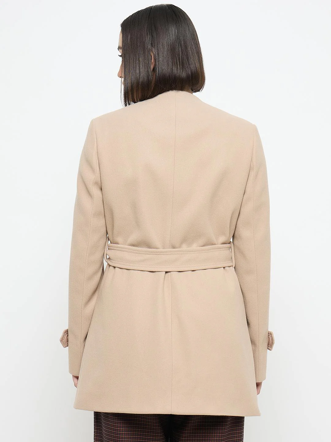 Madame Beige Belted Long Coat - Image 6