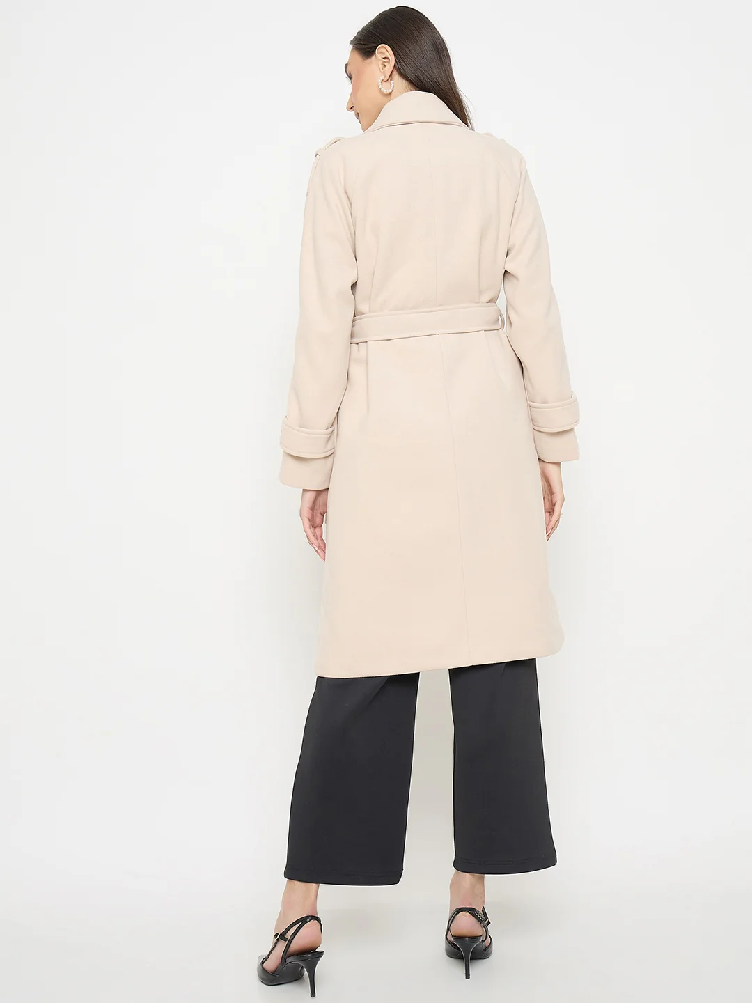 Madame Stand Collar Off White Long Coat - Image 6