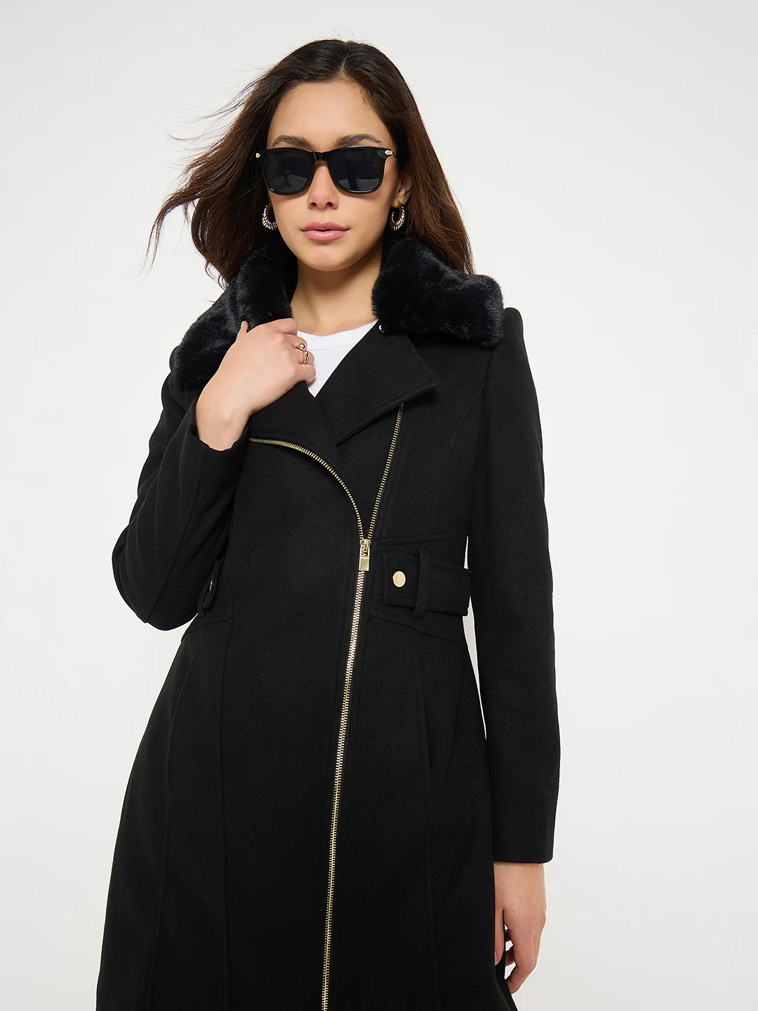 Madame Shirt Collar Long Coat - Image 2