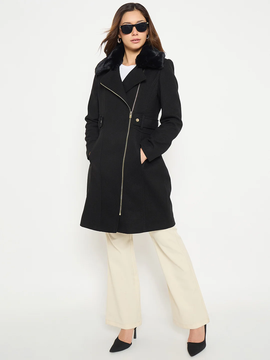 Madame Shirt Collar Long Coat - Image 3