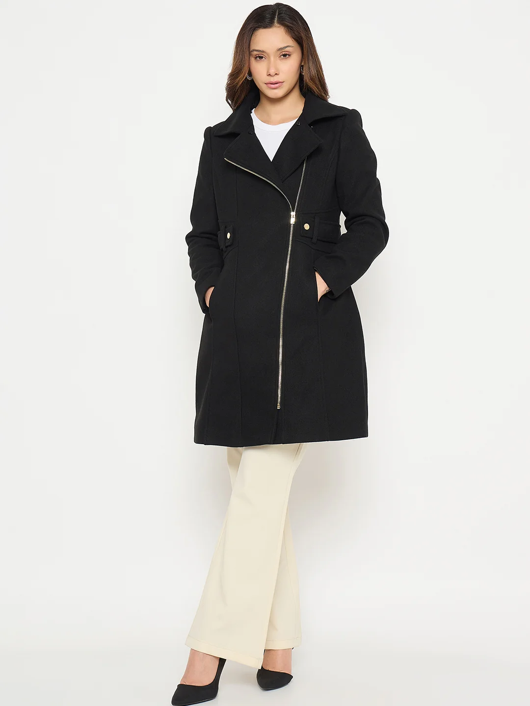 Madame Shirt Collar Long Coat - Image 4