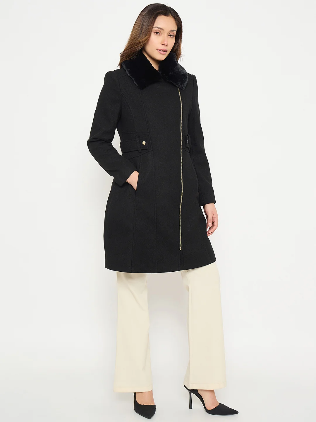 Madame Shirt Collar Long Coat - Image 5