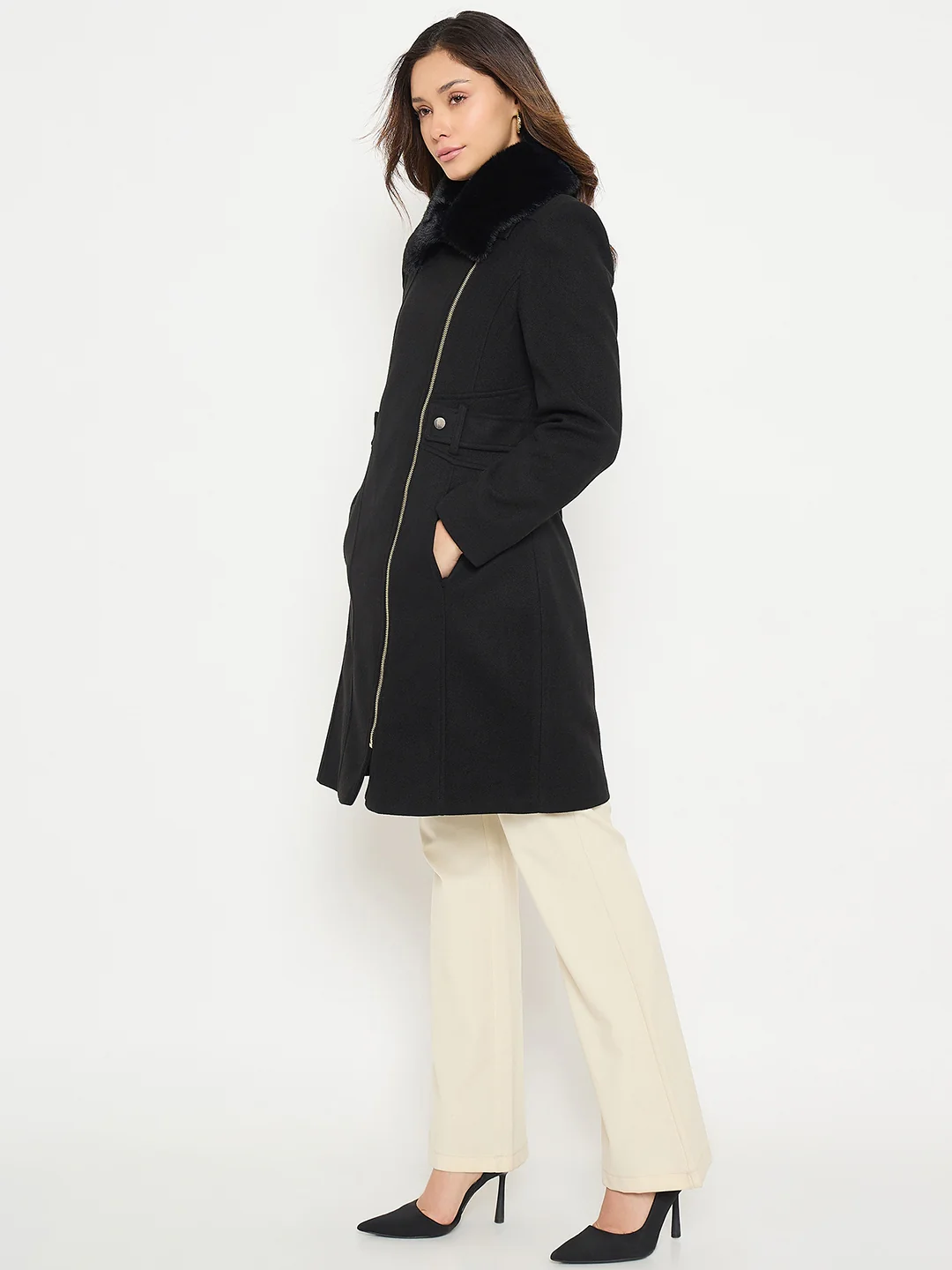 Madame Shirt Collar Long Coat - Image 6