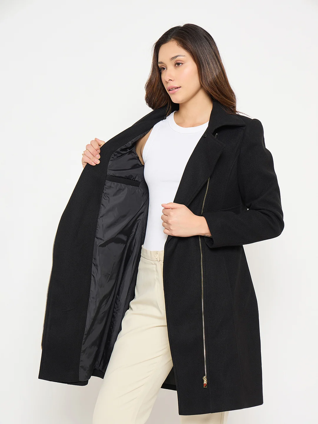 Madame Shirt Collar Long Coat - Image 7