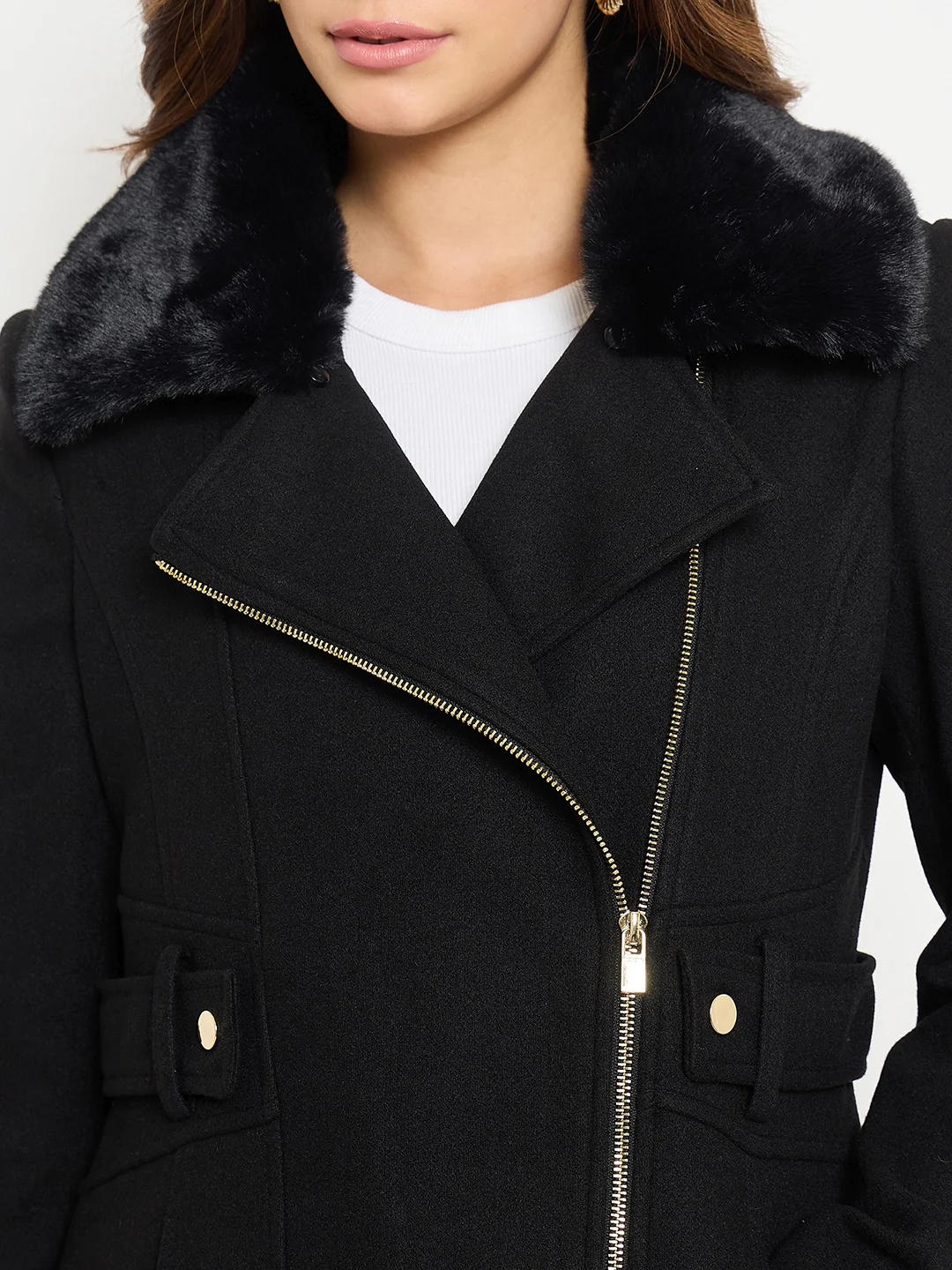 Madame Shirt Collar Long Coat - Image 9