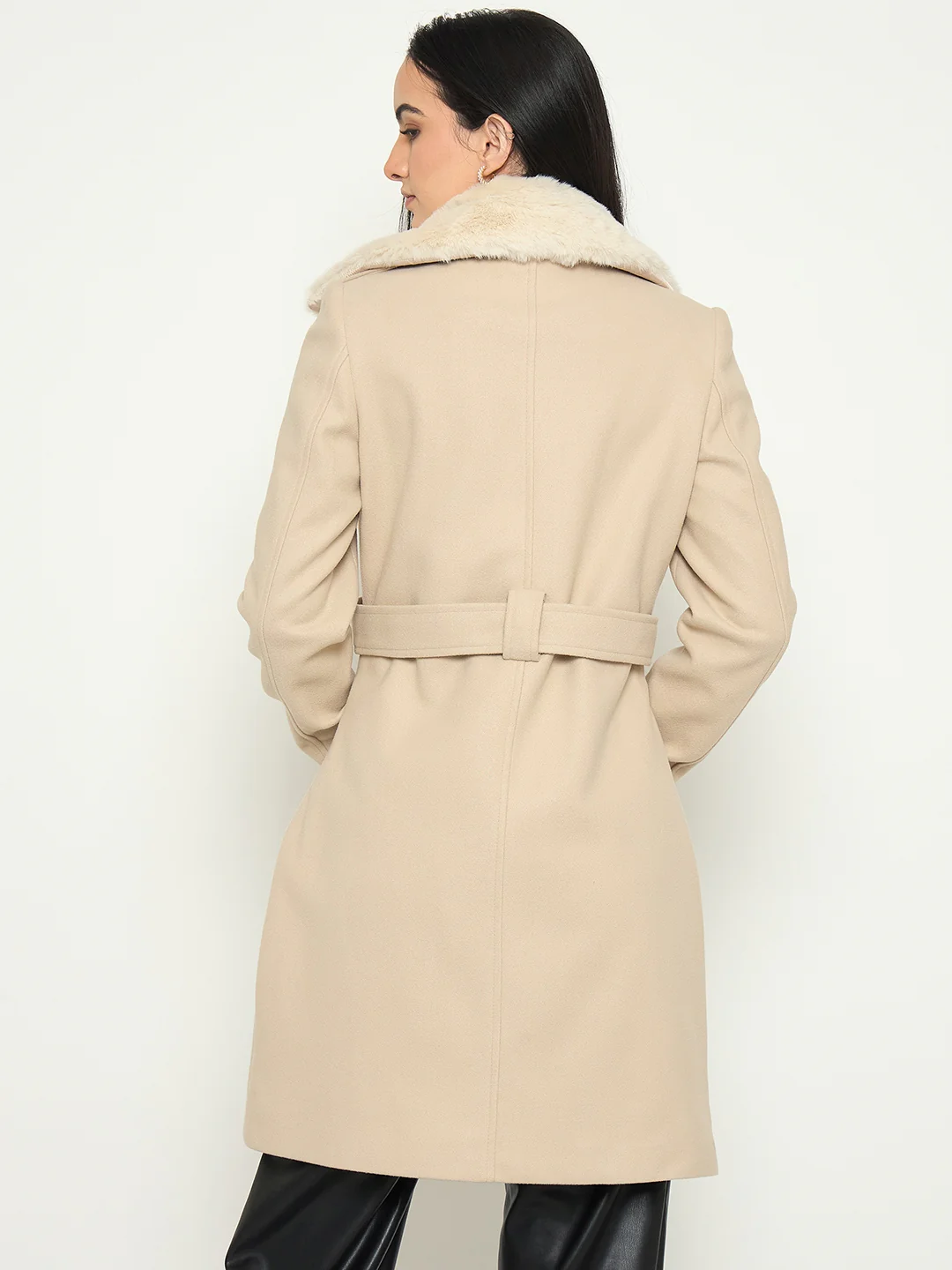 Madame Shirt Collar Off White Long Coat - Image 6