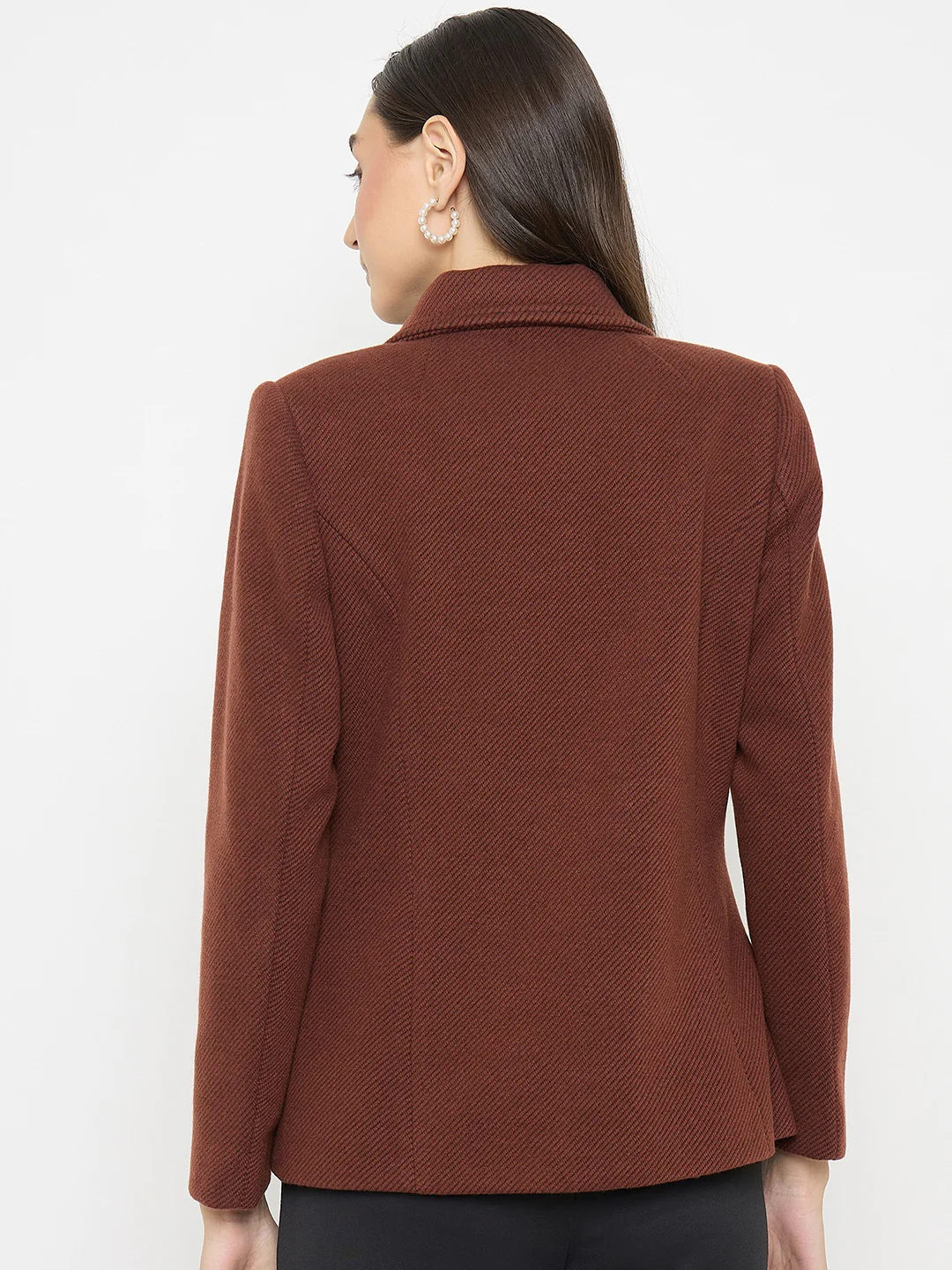 Madame Shirt Collar Brown Long Coat - Image 6