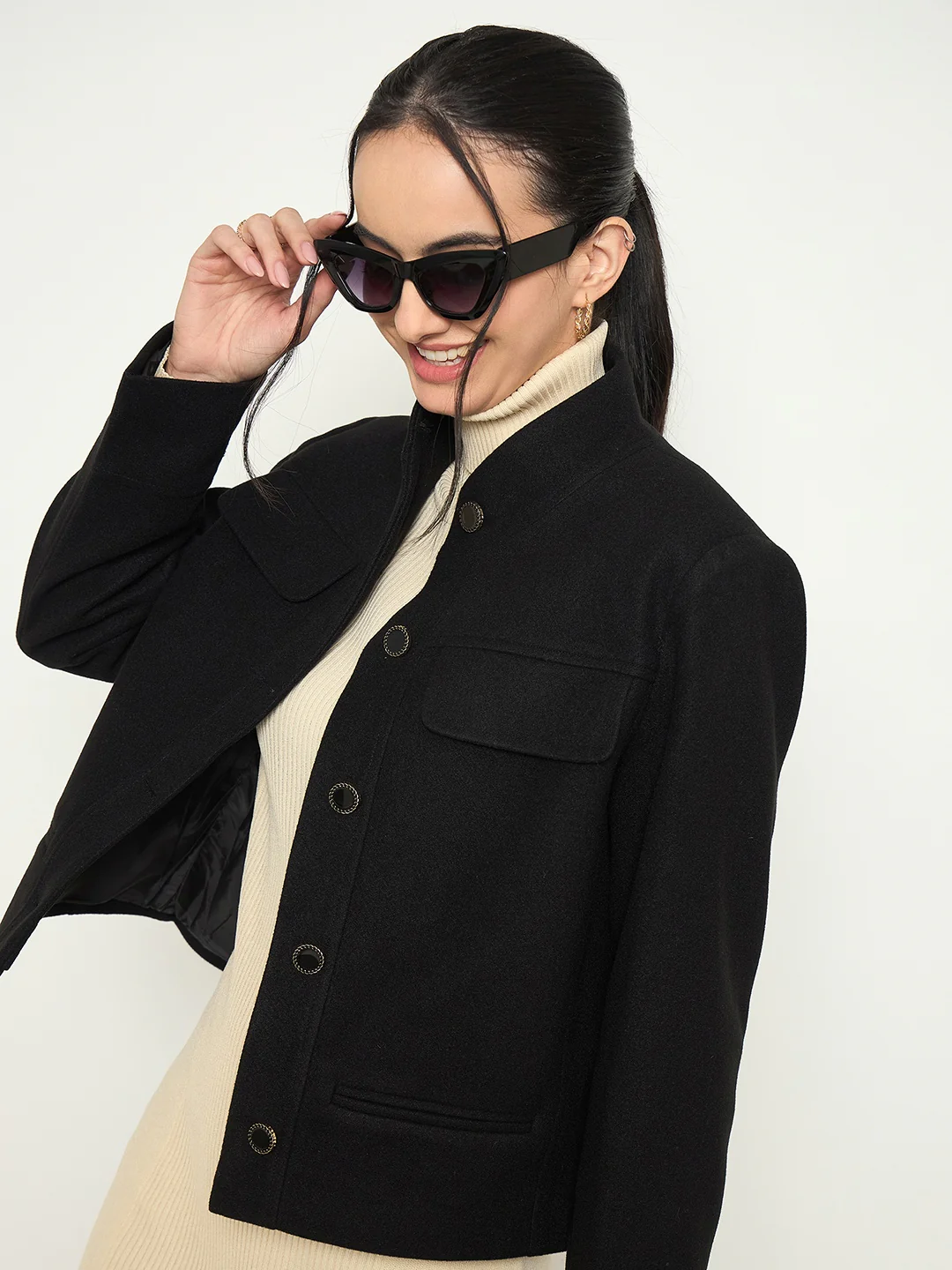 Madame Black Short Coat - Image 2