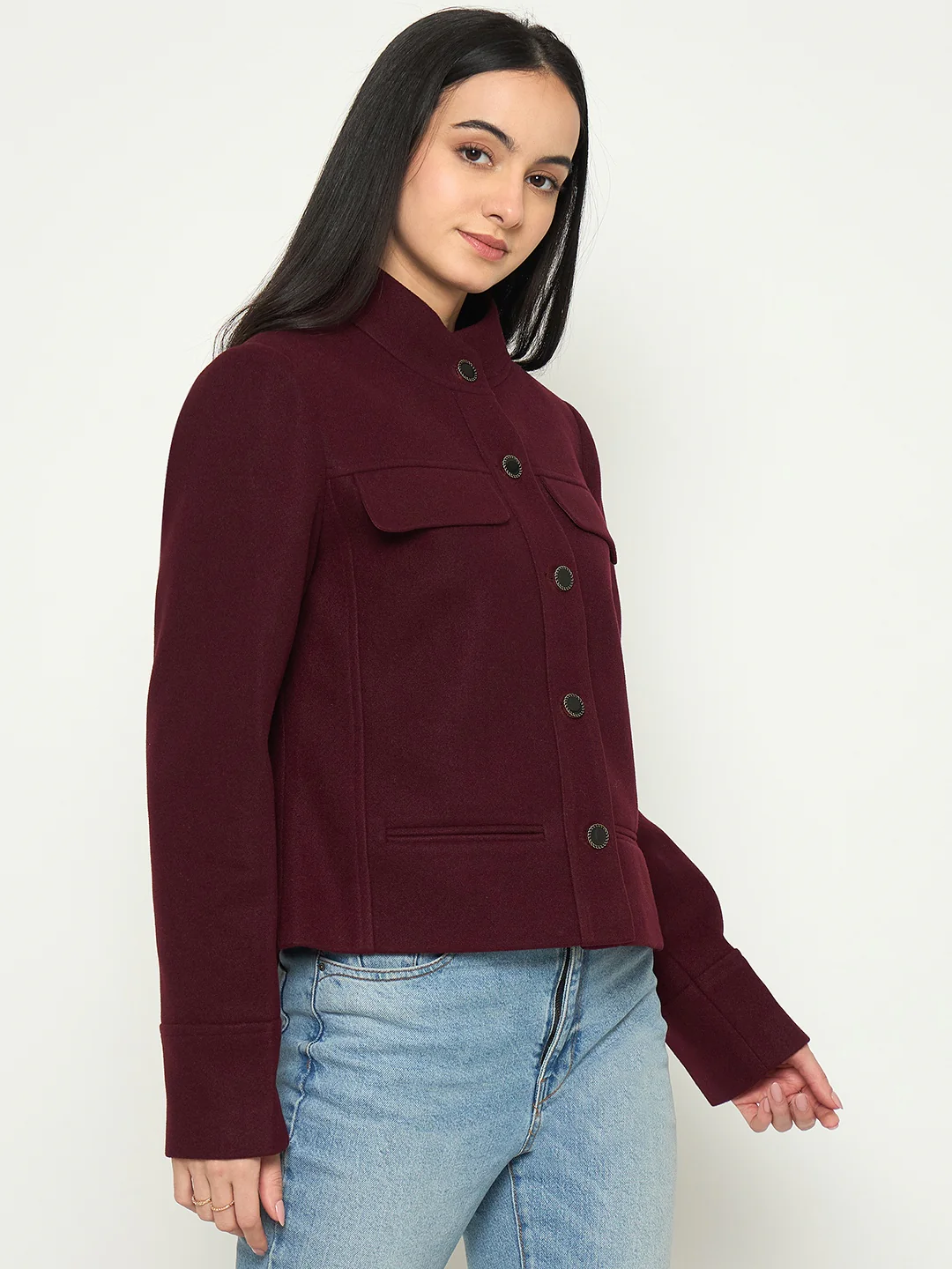 Madame Maroon Short Coat - Image 4