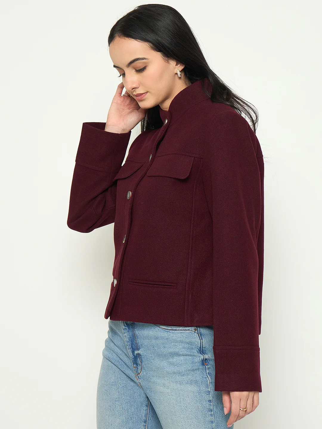 Madame Maroon Short Coat - Image 5