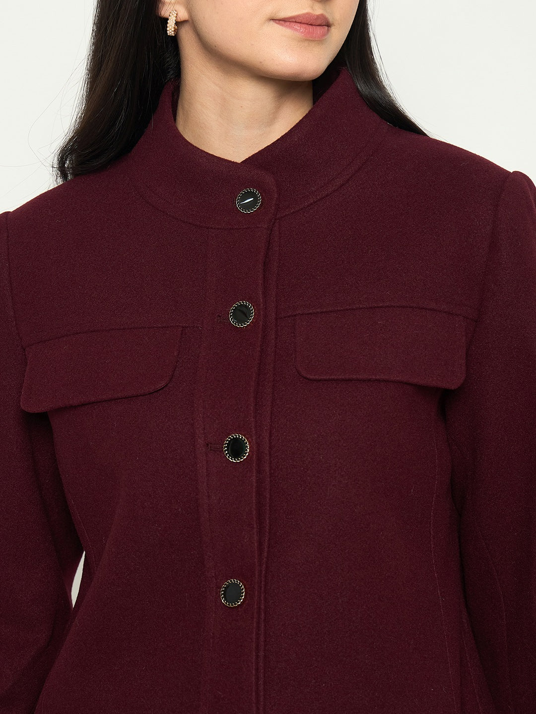 Madame Maroon Short Coat - Image 7