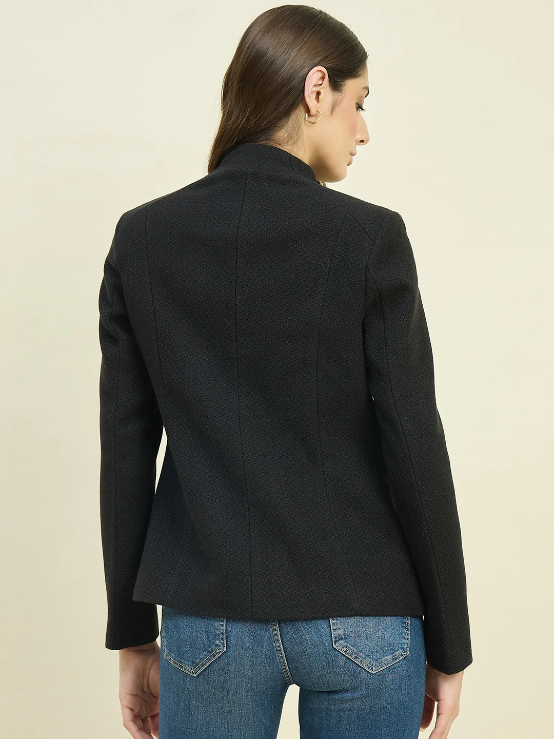 Madame Black Mock Neck Coat - Image 6