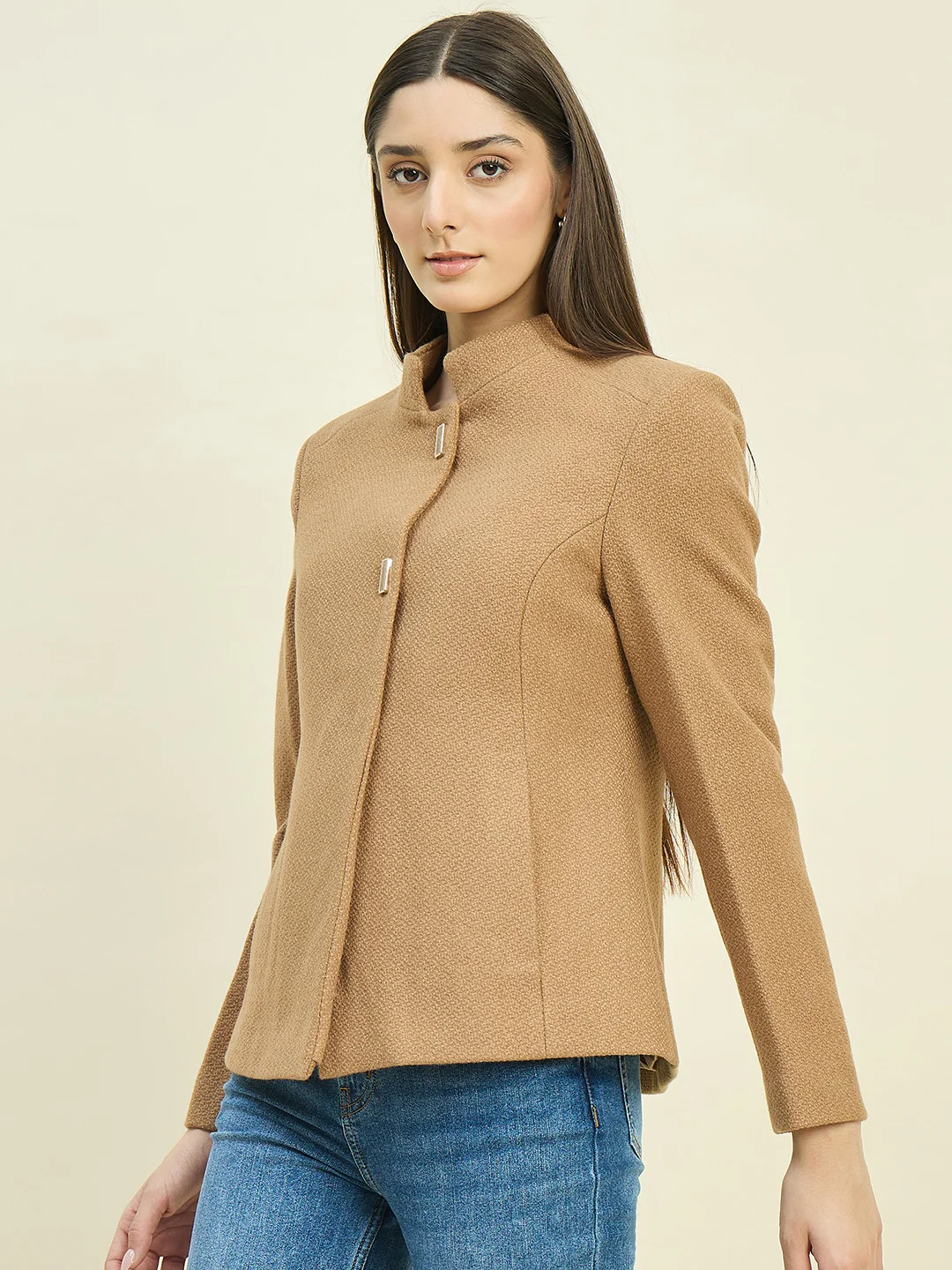 Madame Khaki Mock Neck Coat - Image 5