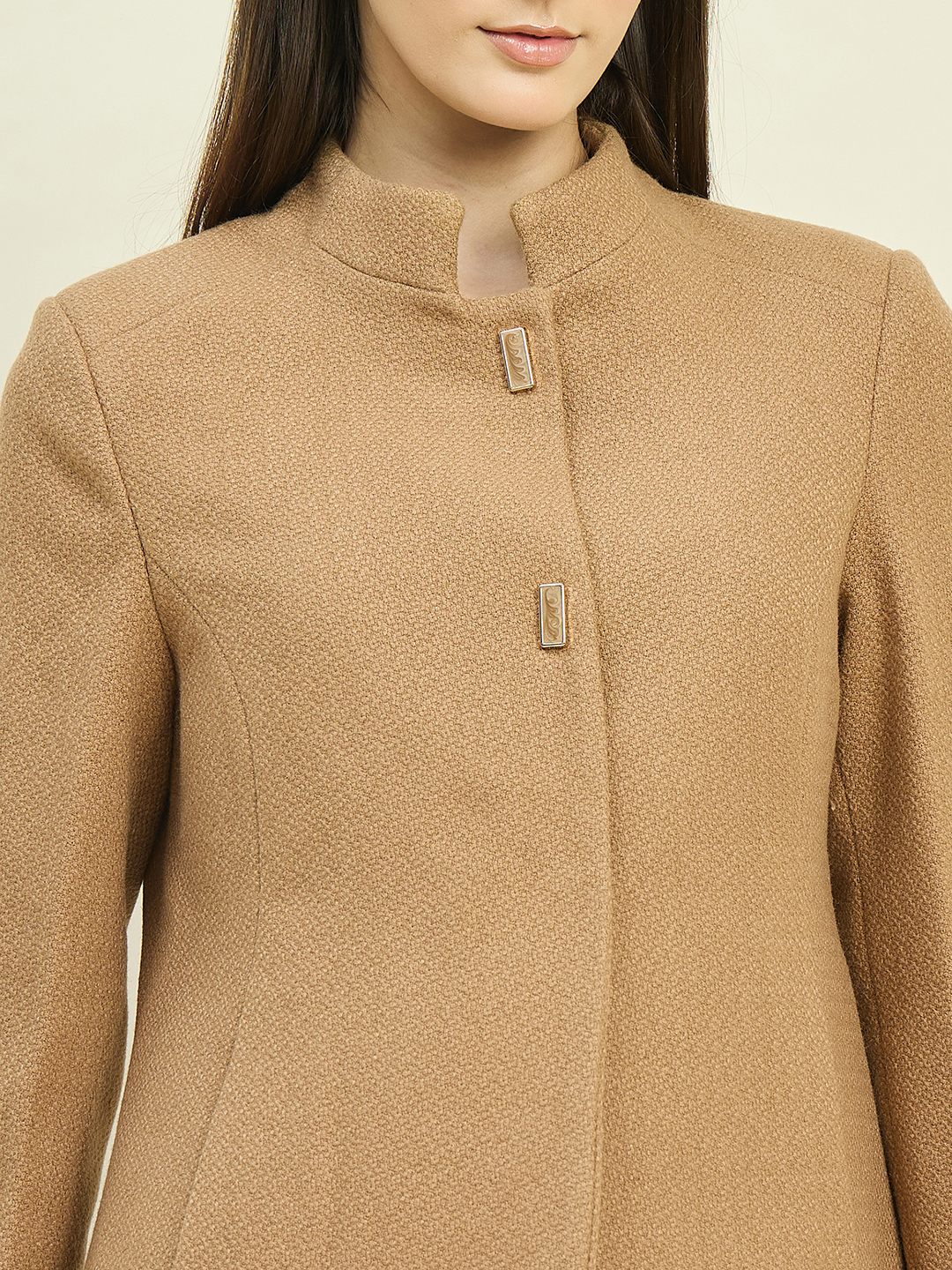 Madame Khaki Mock Neck Coat - Image 7