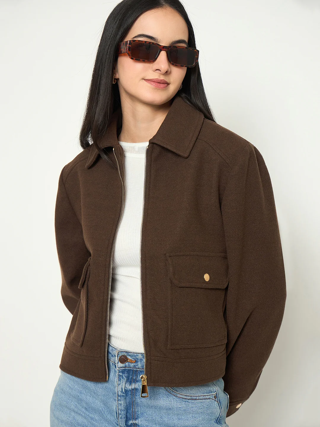 Madame Wrap Style Belted Brown Coat - Image 2