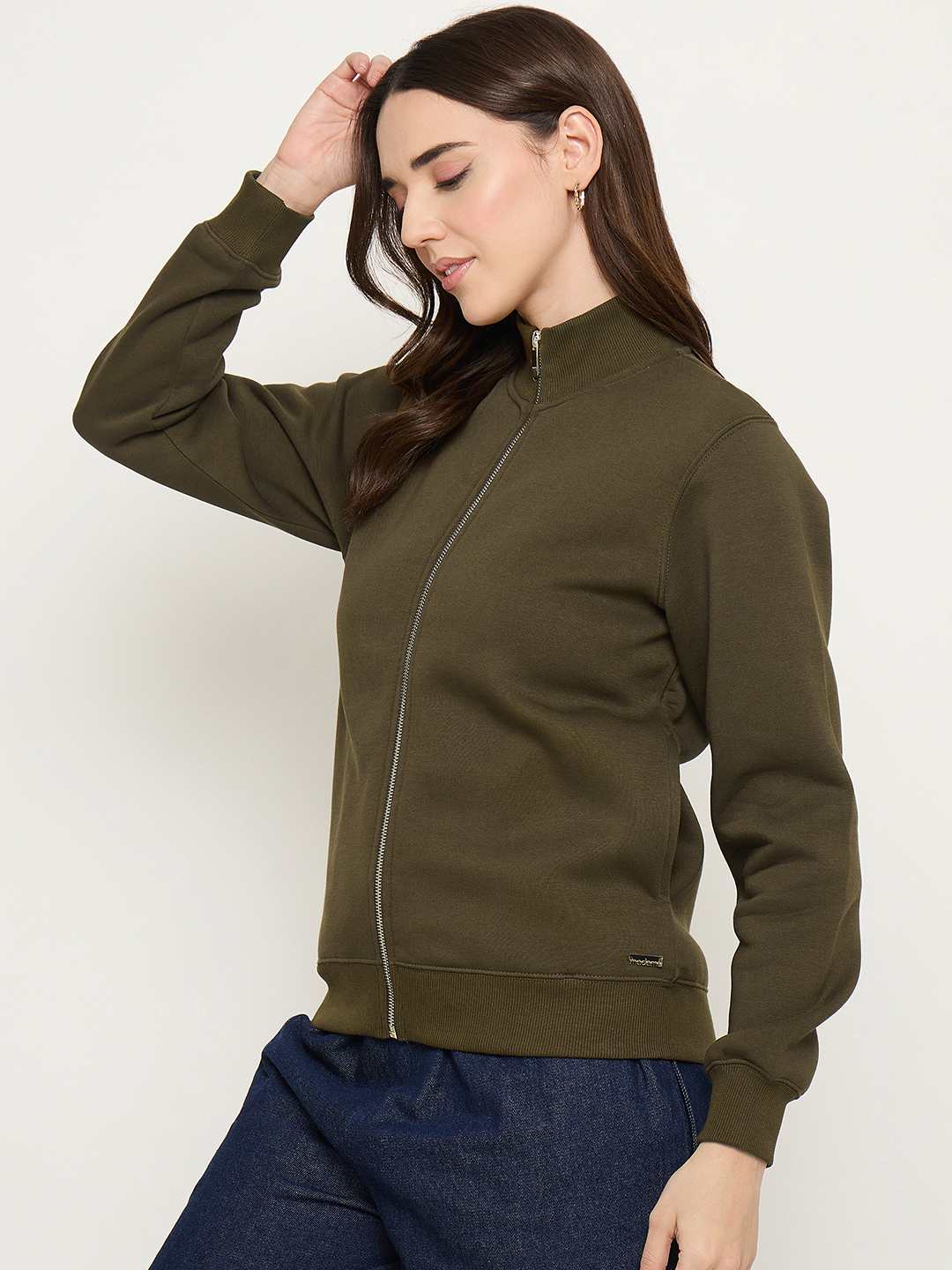 Madame High Neck Olive Sweatshirt - Image 5