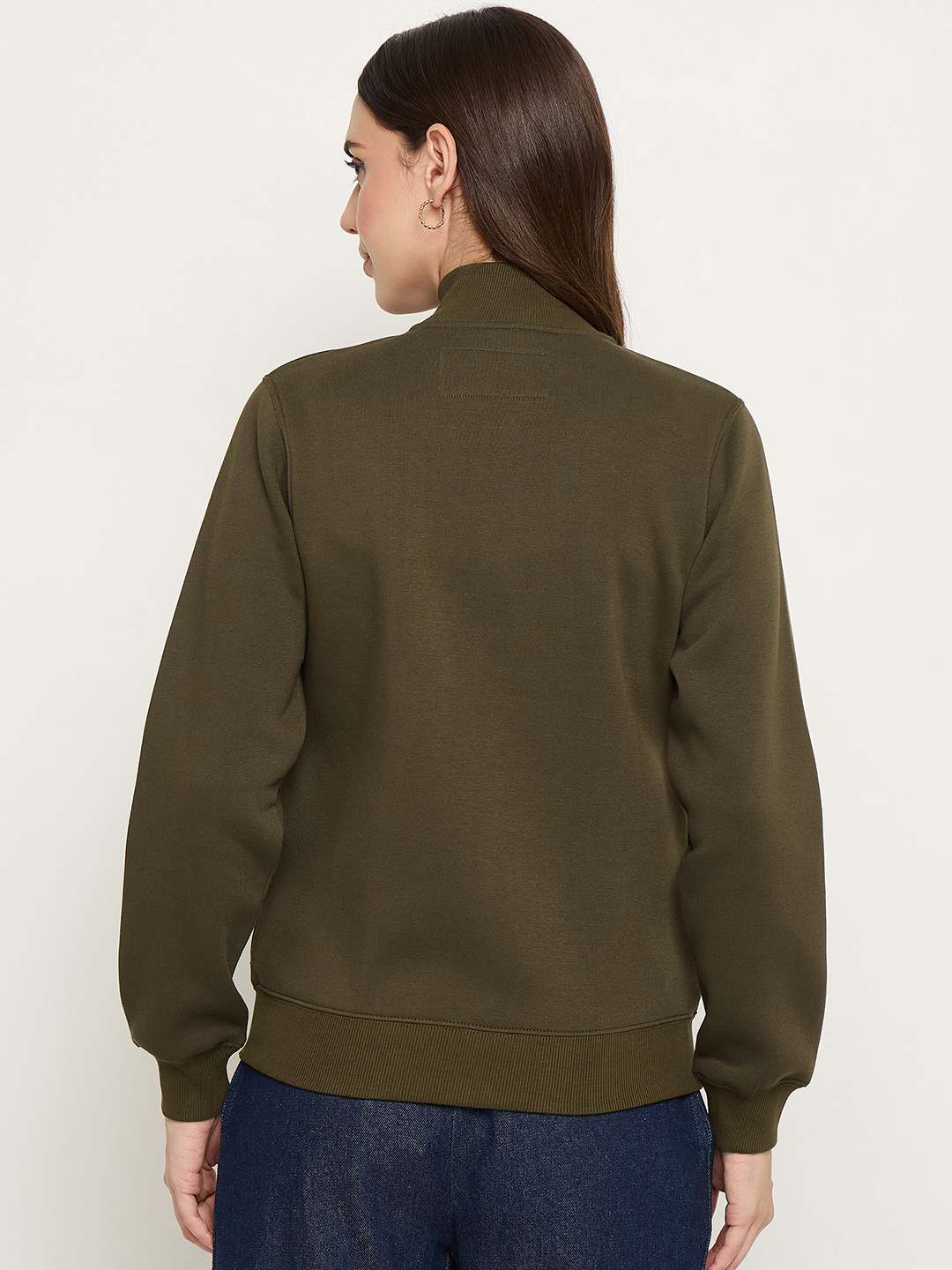 Madame High Neck Olive Sweatshirt - Image 6