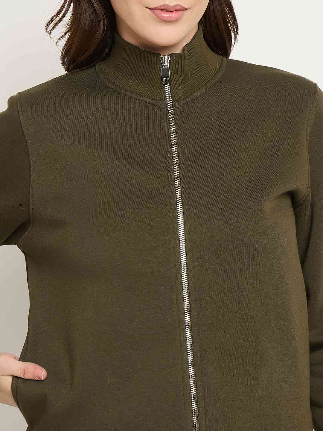 Madame High Neck Olive Sweatshirt - Image 7