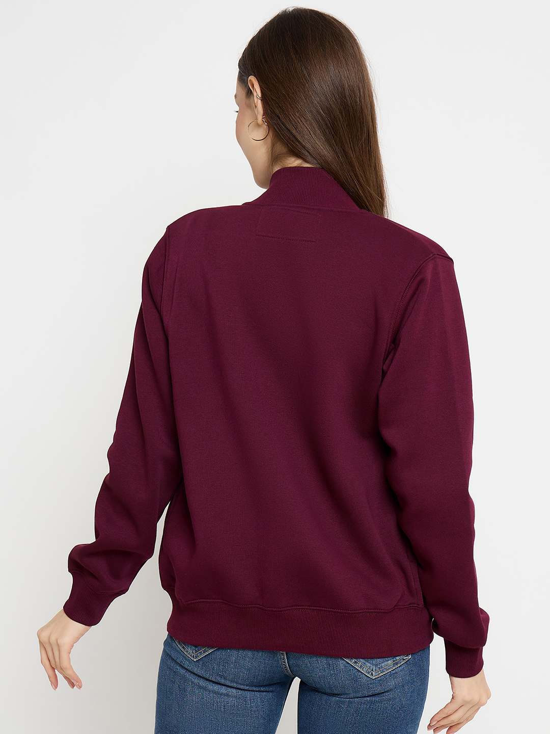 Madame Cotton Blend Zip Up Plum Sweatshirt - Image 6