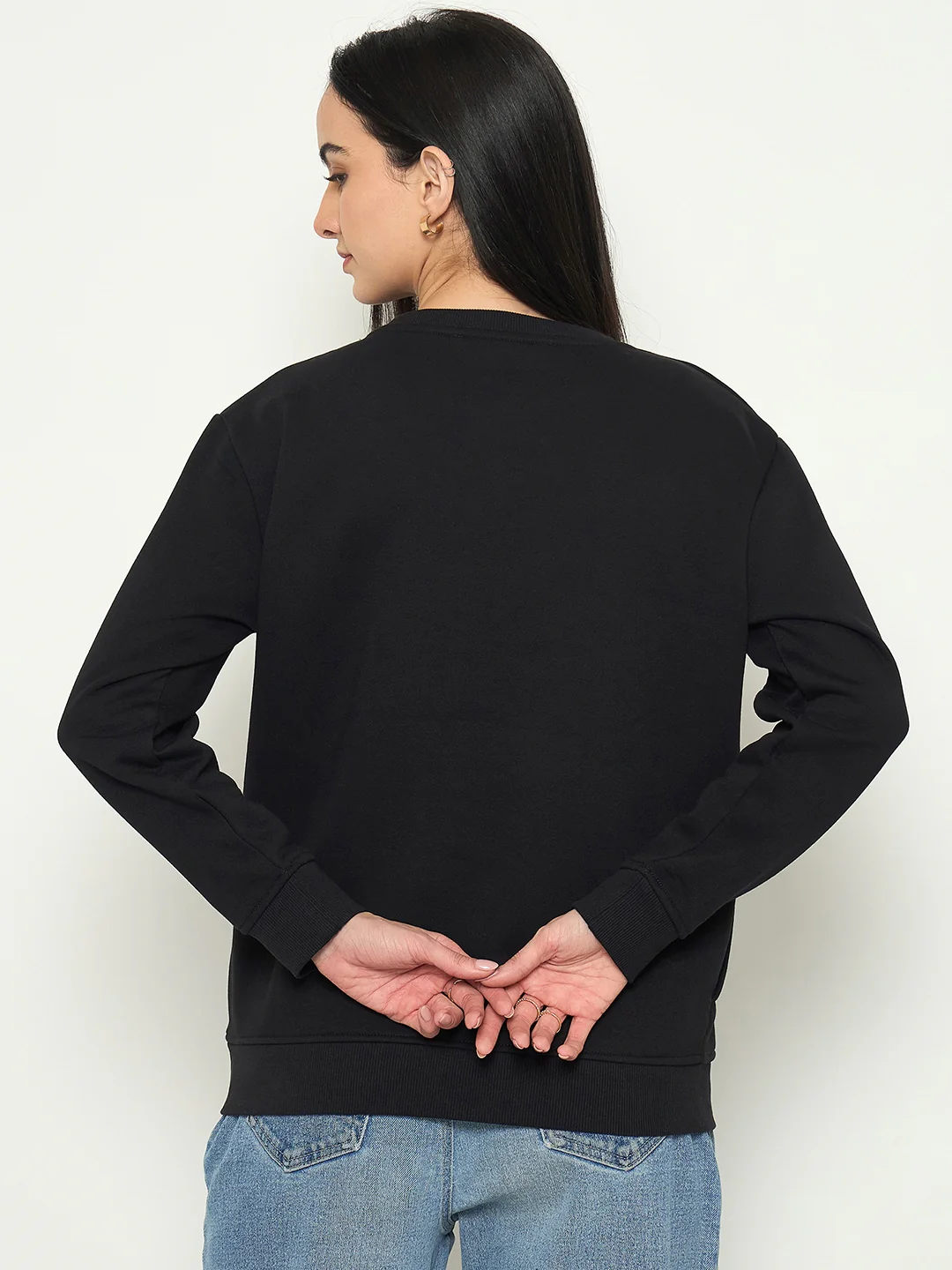 Madame Embroidered Round Neck Solid Sweatshirt - Image 6
