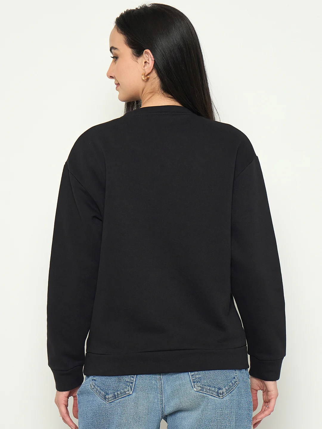 Madame Printed Black Sweatshirt with Crew Neckline - Image 6