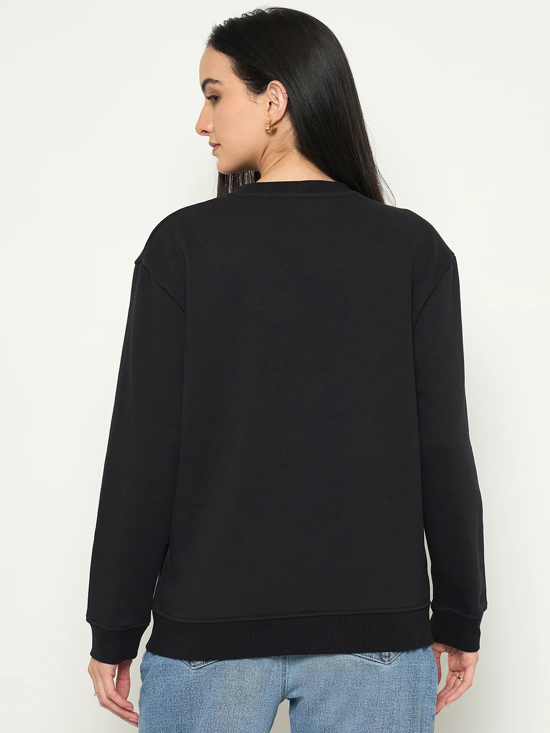 Madame Mock Neck Printed Black Sweatshirt - Image 6