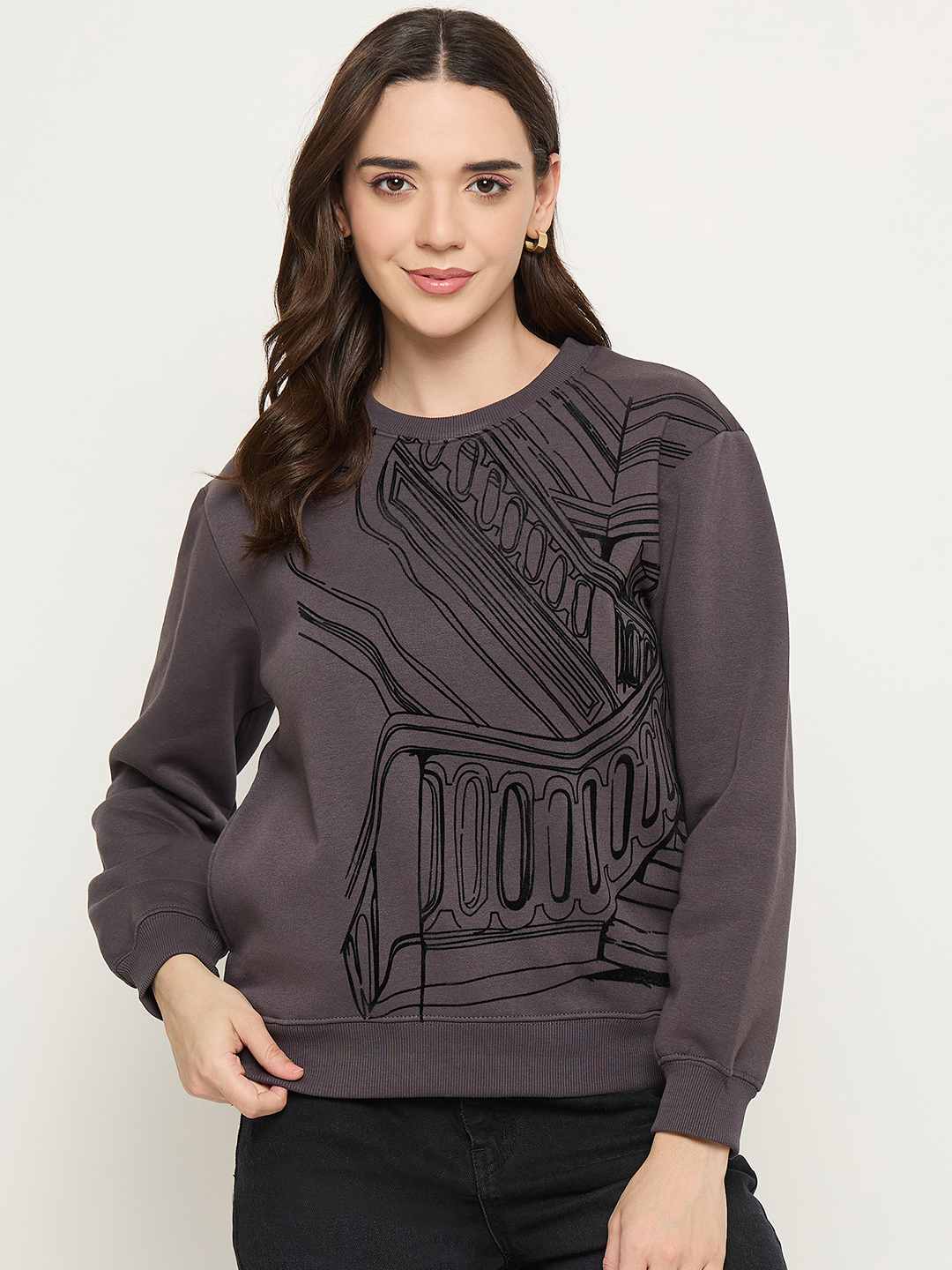 Madame Printed Grey Sweatshirt - Image 3
