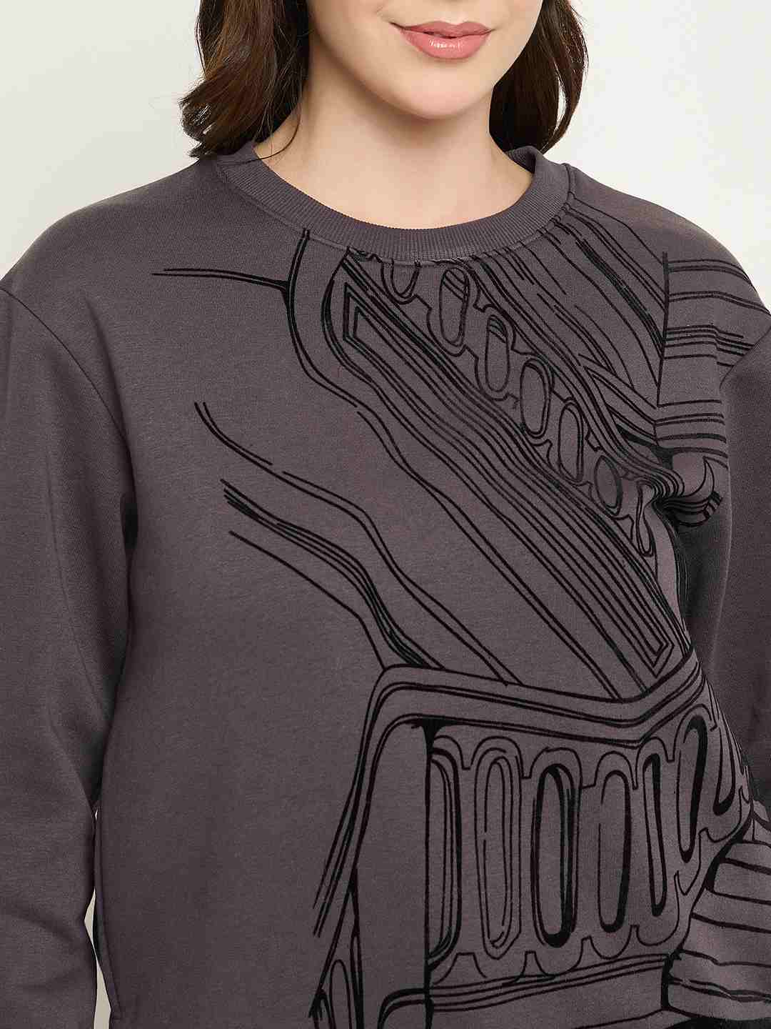 Madame Printed Grey Sweatshirt - Image 7