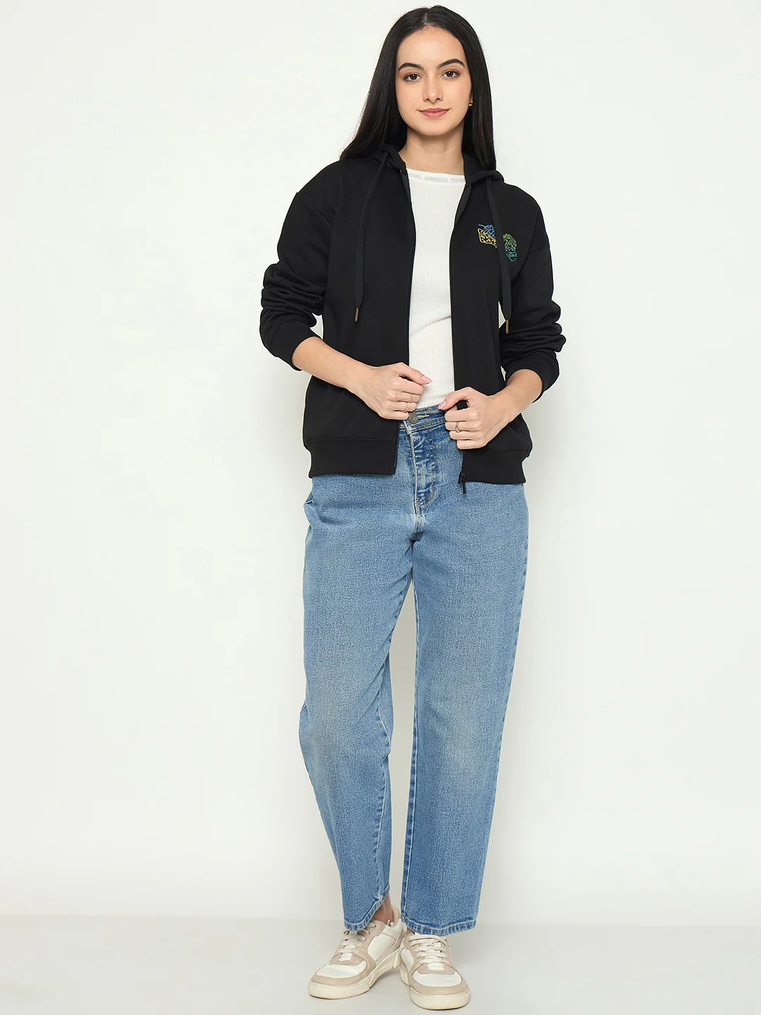 Madame Black Cotton Hooded Sweatshirt - Image 3