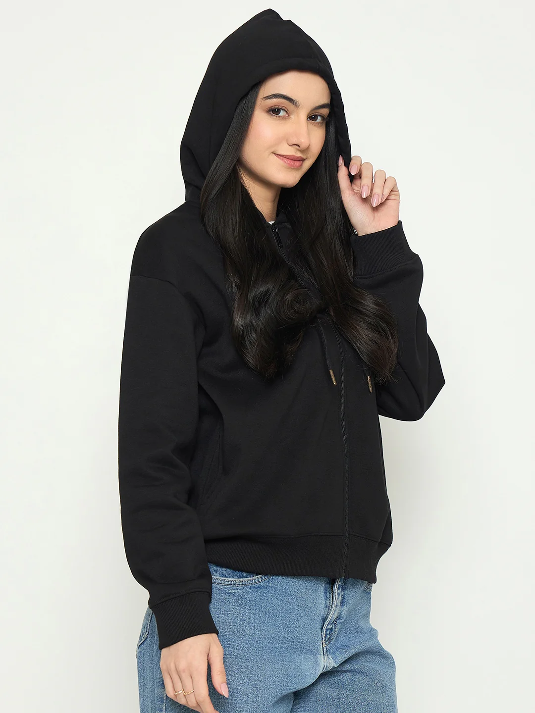 Madame Black Cotton Hooded Sweatshirt - Image 4