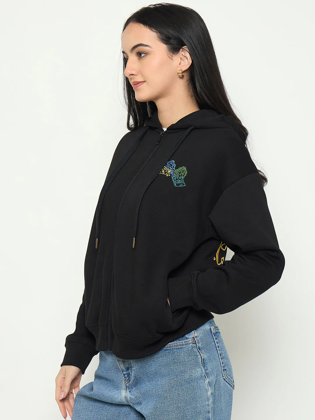 Madame Black Cotton Hooded Sweatshirt - Image 5