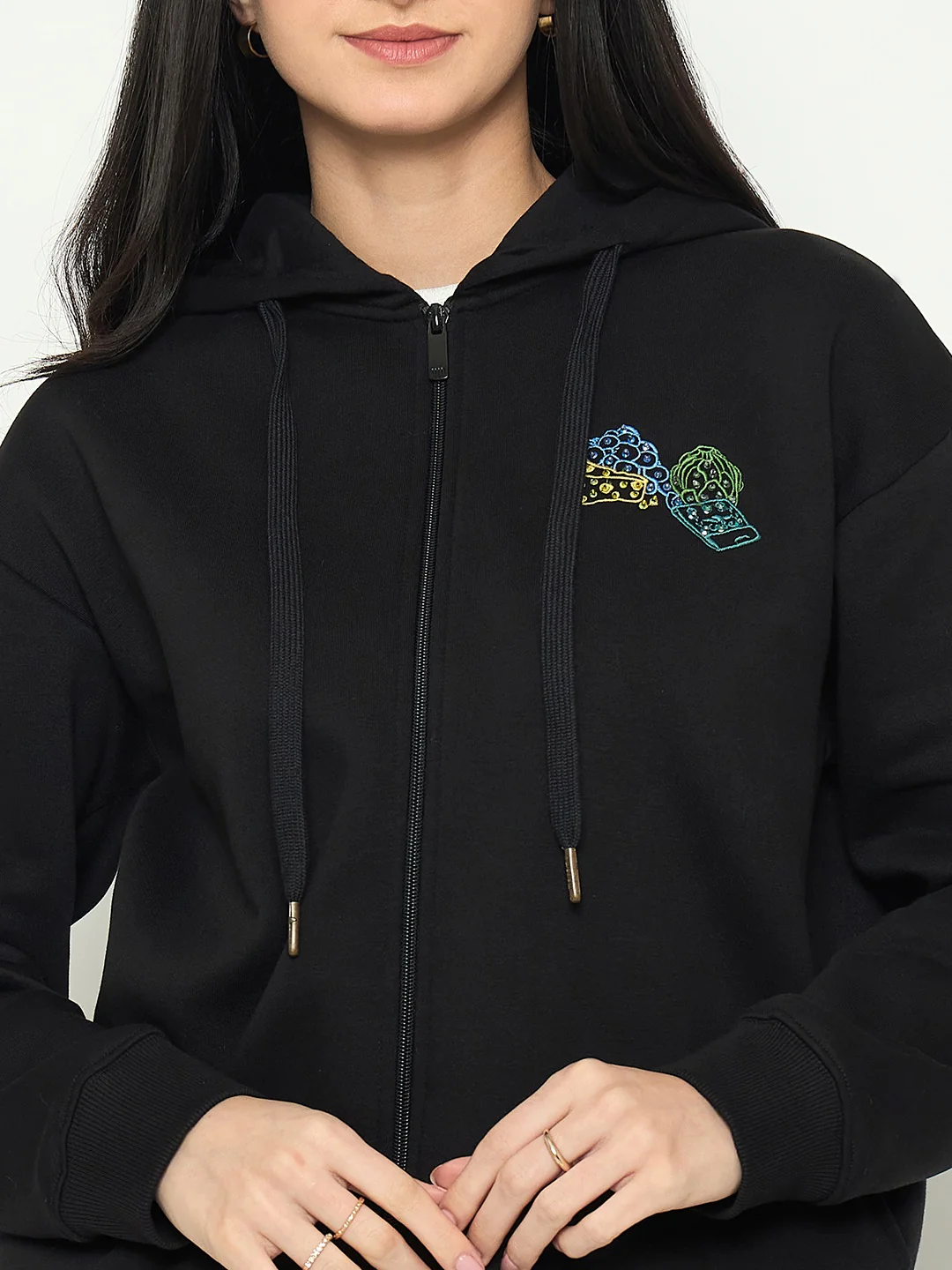 Madame Black Cotton Hooded Sweatshirt - Image 7