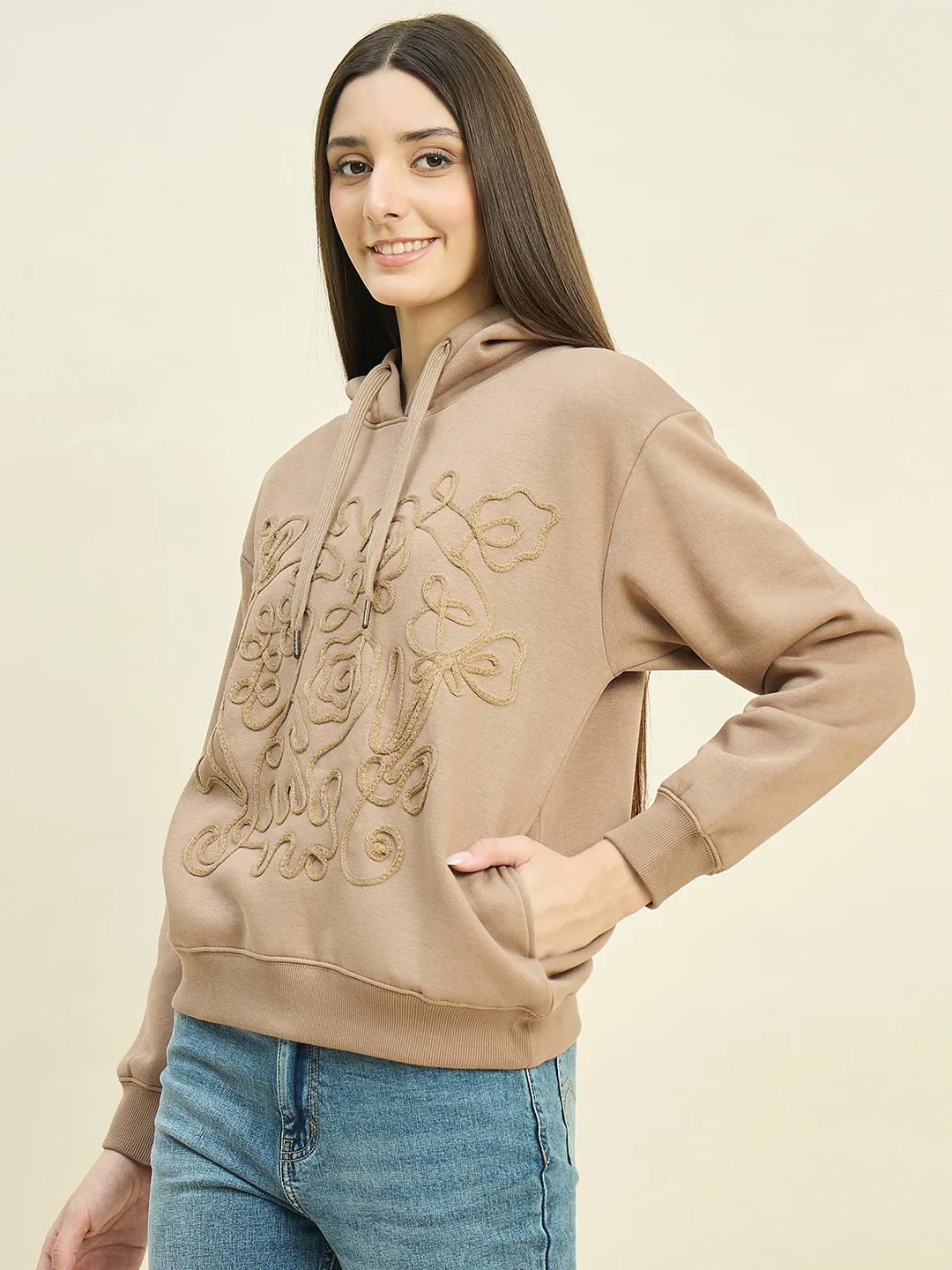 Madame Beige Cotton Blend Sweatshirt - Image 5