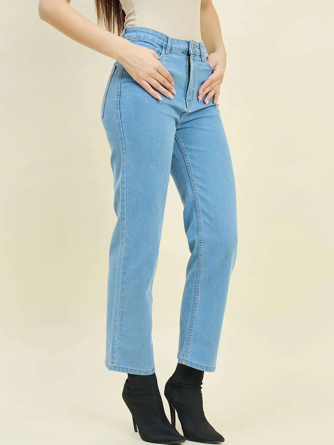 Madame Light Blue Cotton Blend Jeans - Image 4