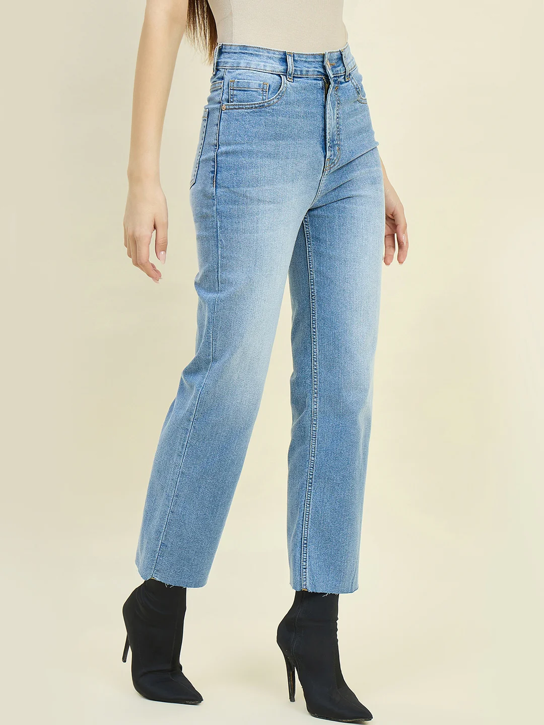 Madame Light Blue Straight Fit Jeans - Image 4