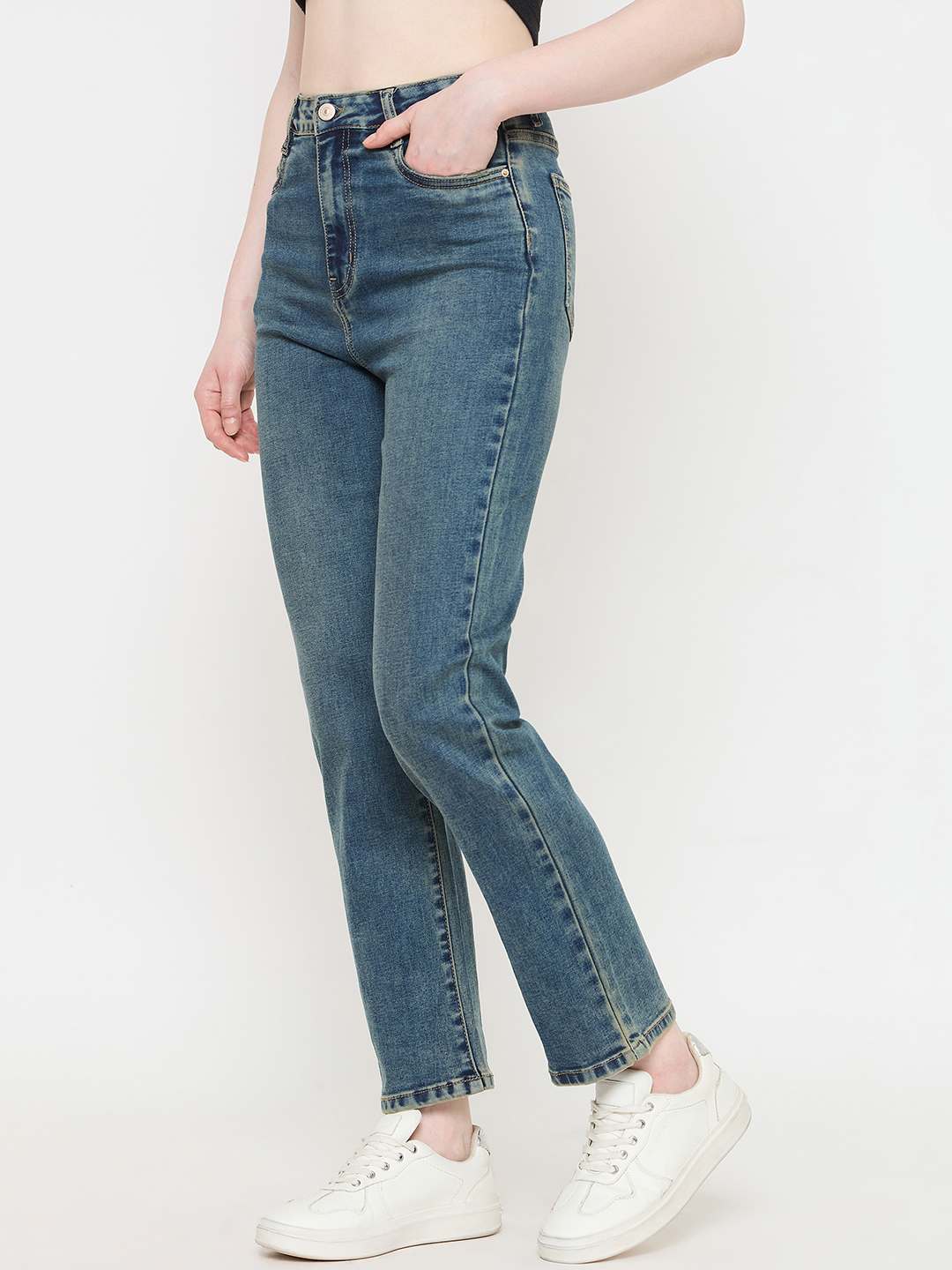 Madame TInted Green Straight Fit Jeans - Image 5