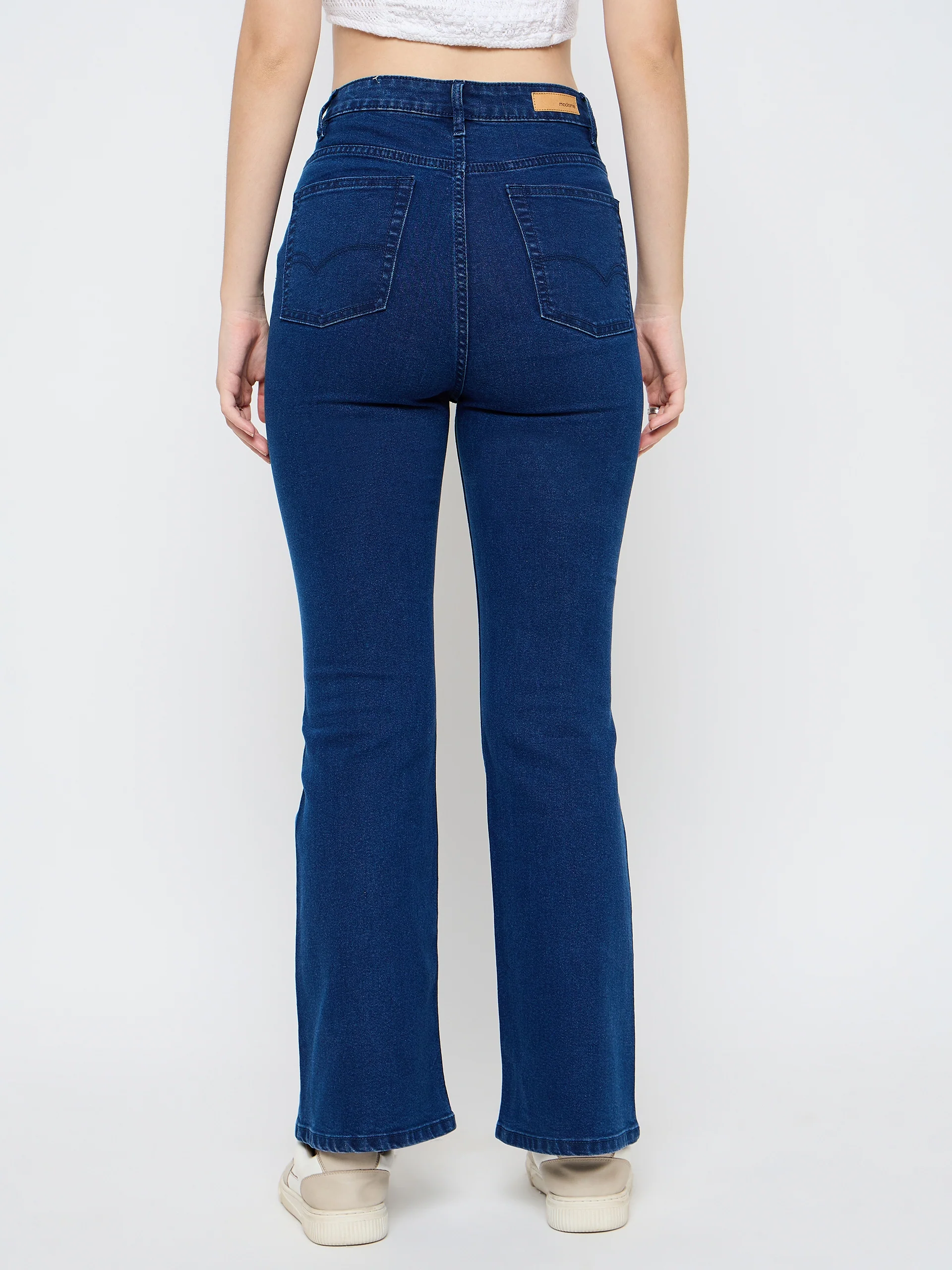 Madame Cotton Blend Dark Blue Flared Jeans - Image 5