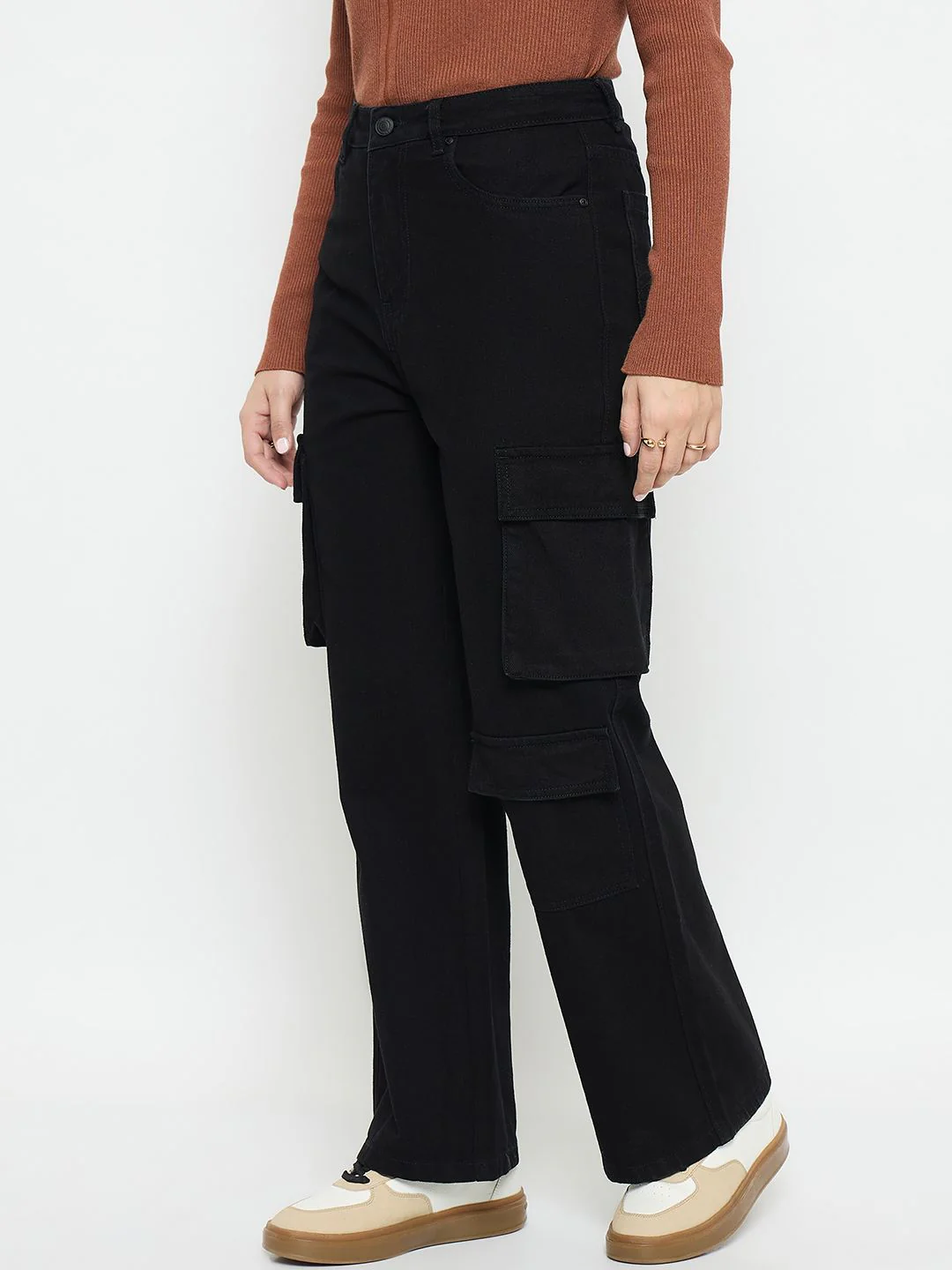 Madame Black Wide Leg Palazzo Pants - Image 5