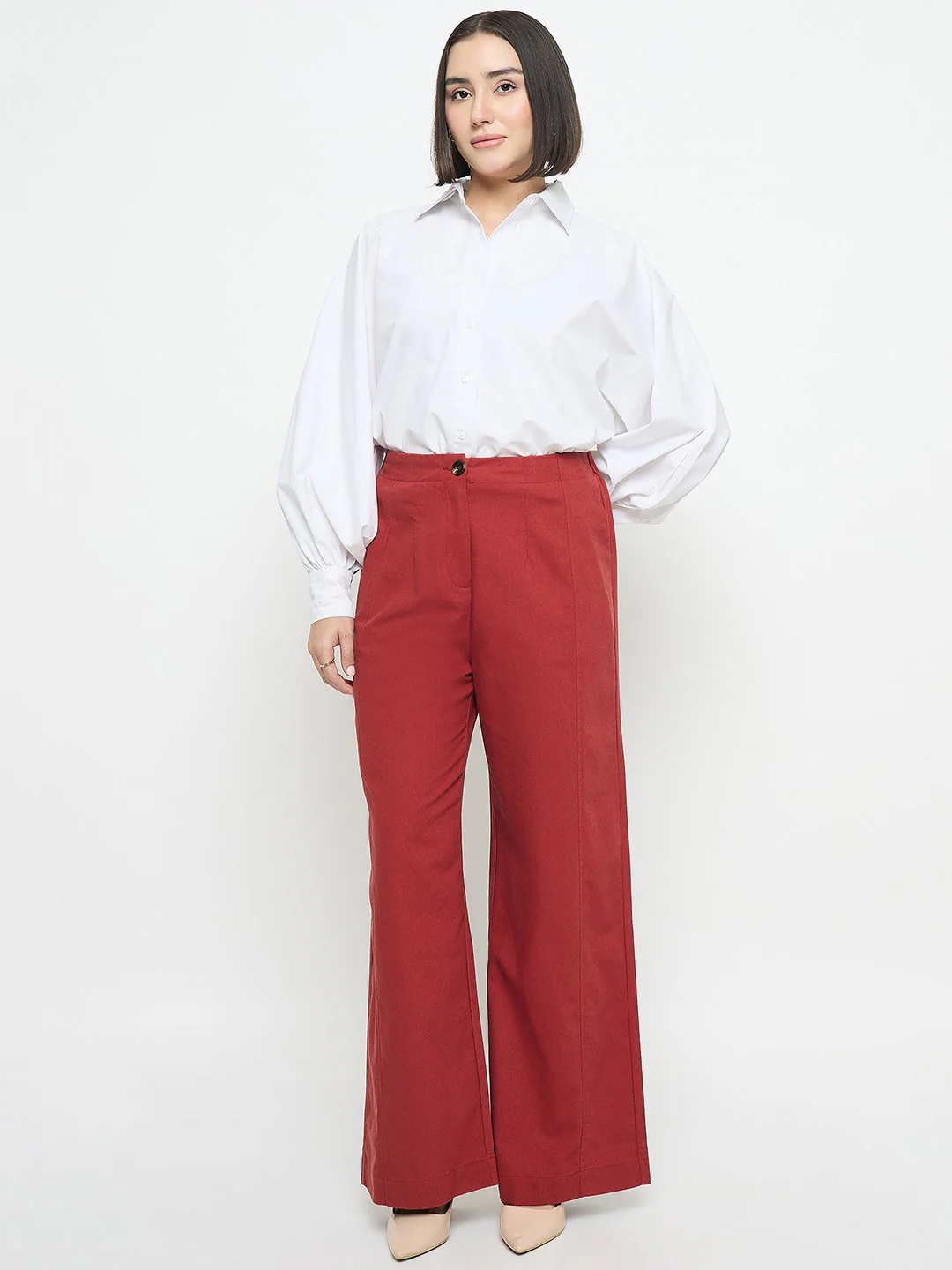 Madame Rosewood Red Wide Leg Trousers - Image 2