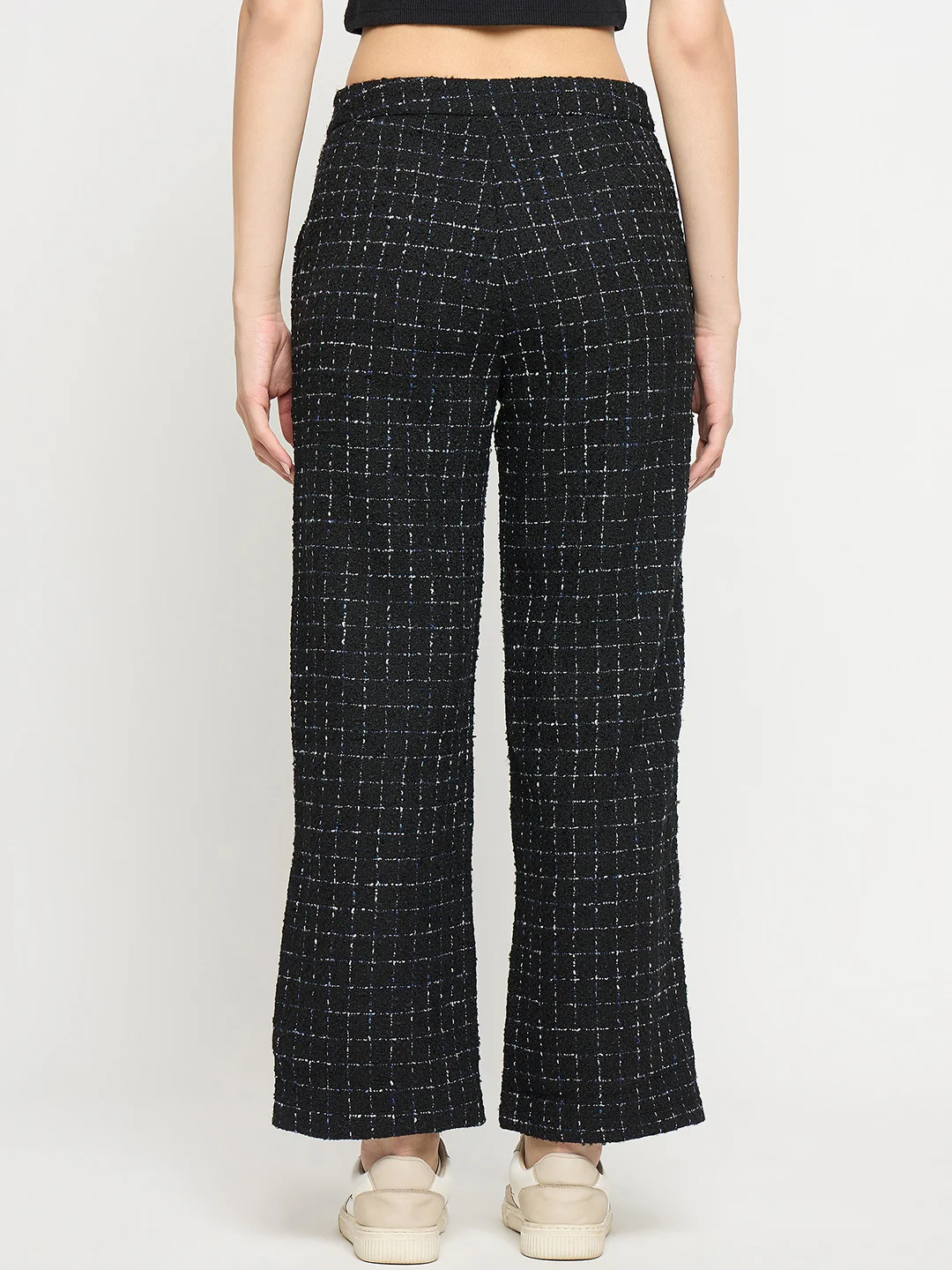 Madame Black and Blue Texture Tweed Trousers - Image 6