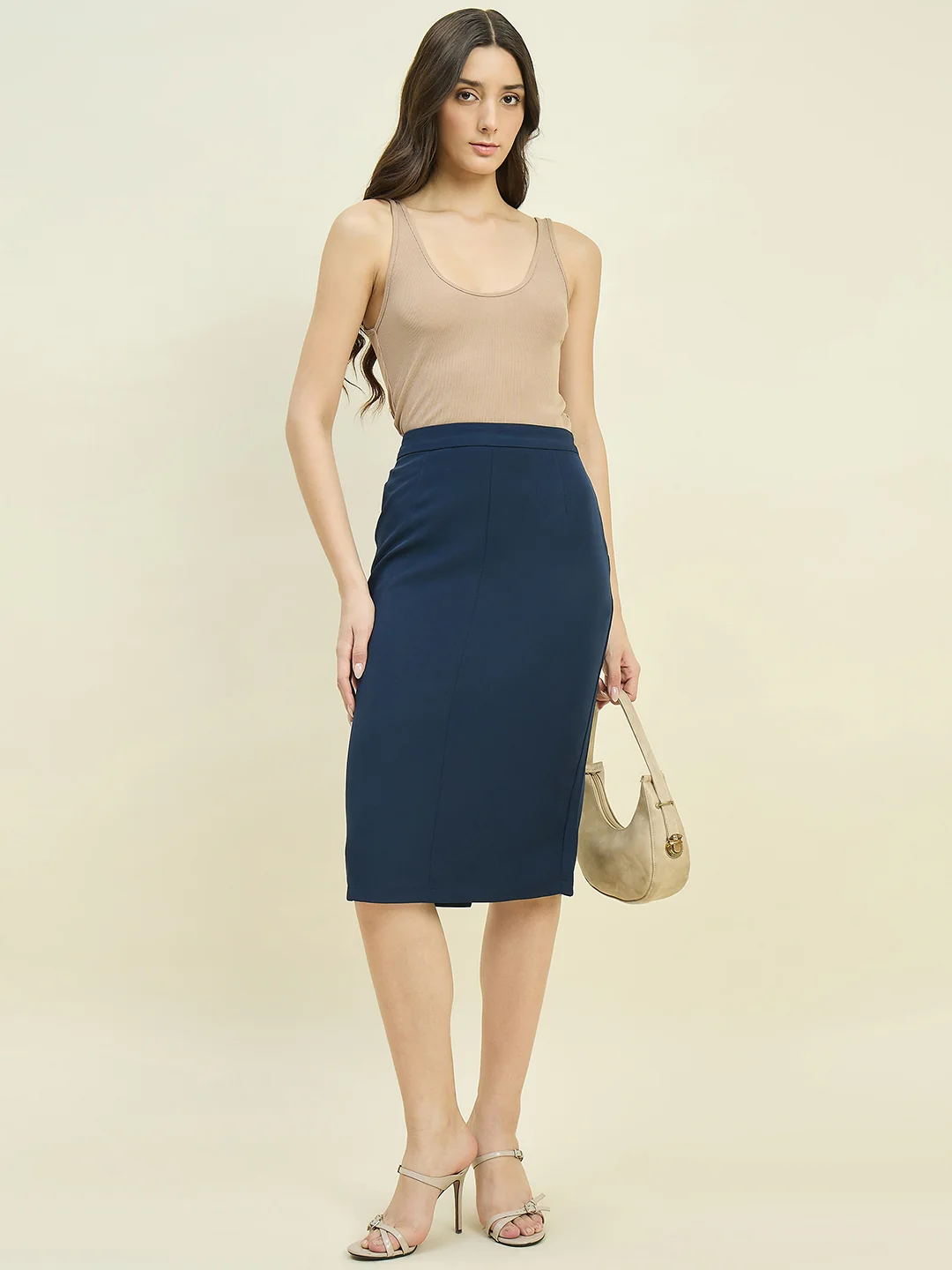 Madame Blue Mid Length Fitted Skirt - Image 2