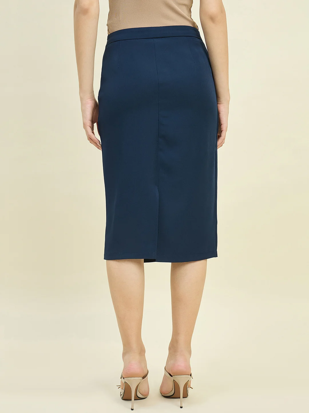 Madame Blue Mid Length Fitted Skirt - Image 6