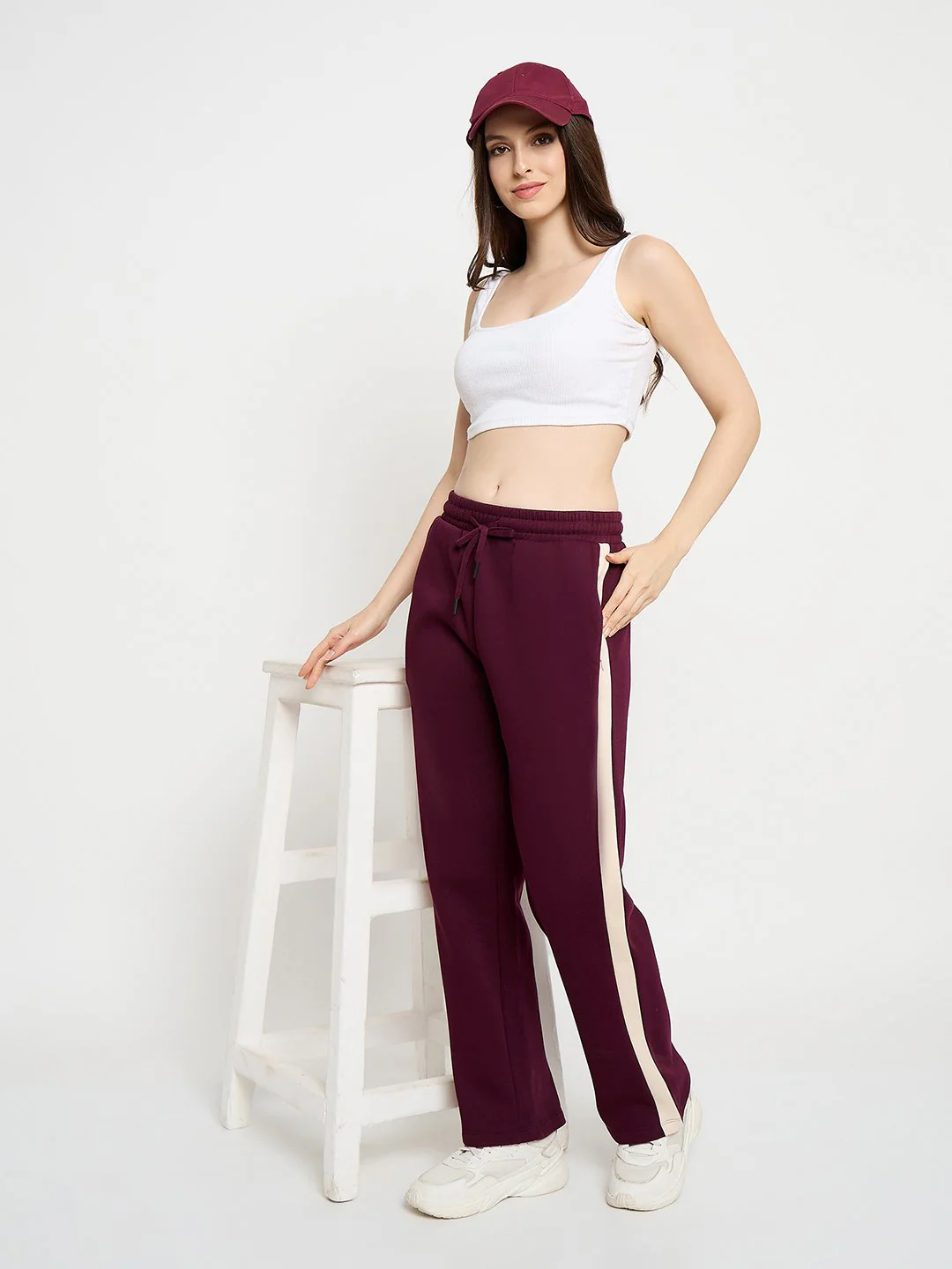 Madame Side Striped Purple Straight Track Bottoms - Image 2