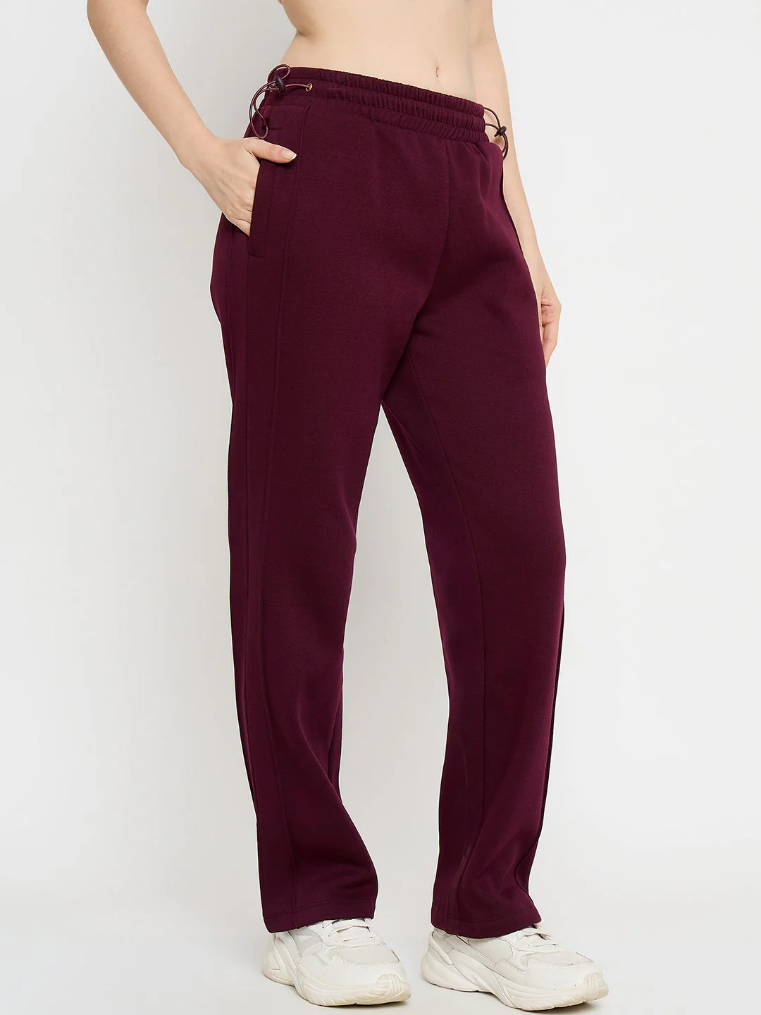 Madame Typography Print Plum Straight Track Bottoms - Image 4