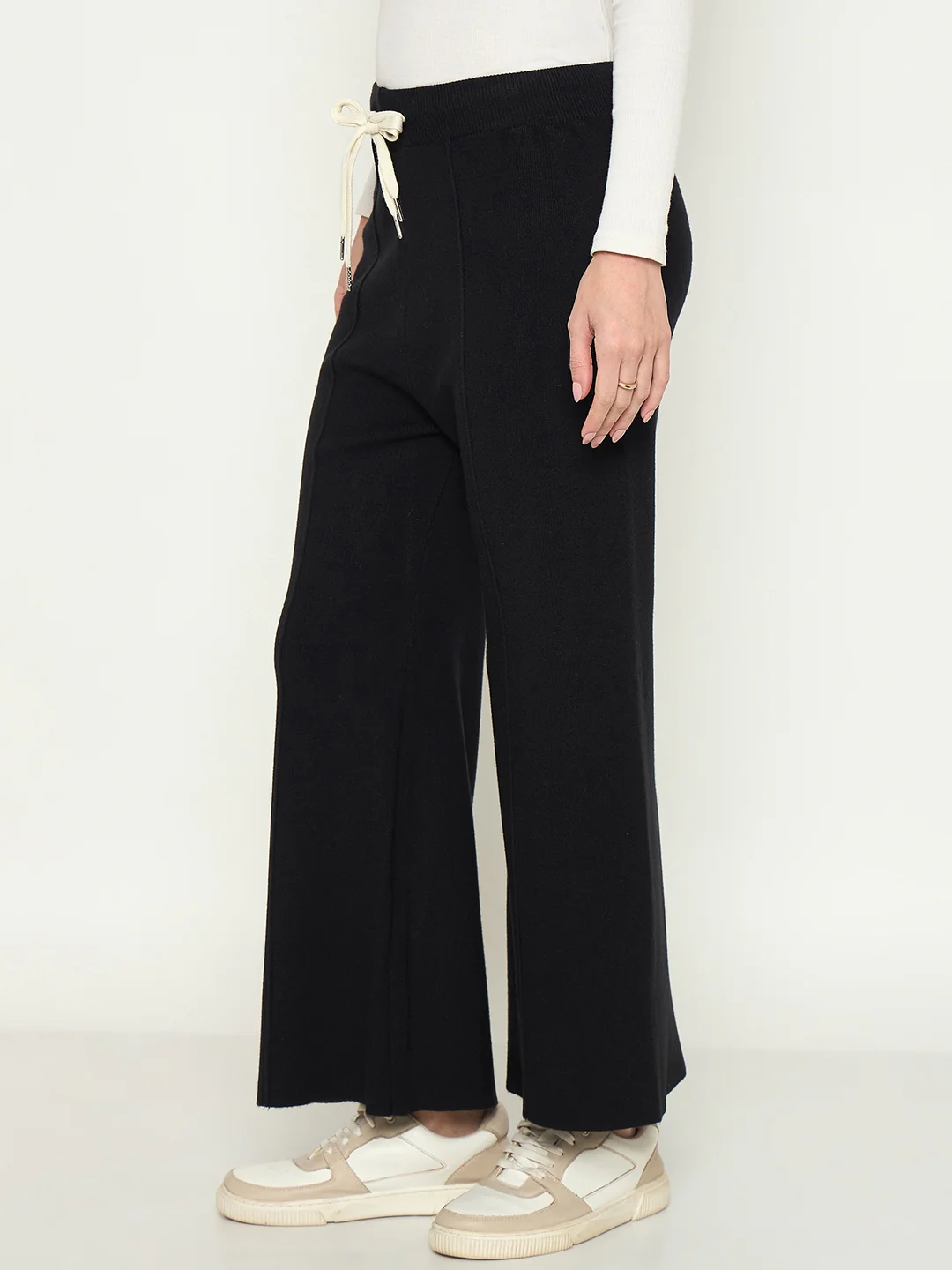 Madame Wide Leg Black Wool Bottoms - Image 5