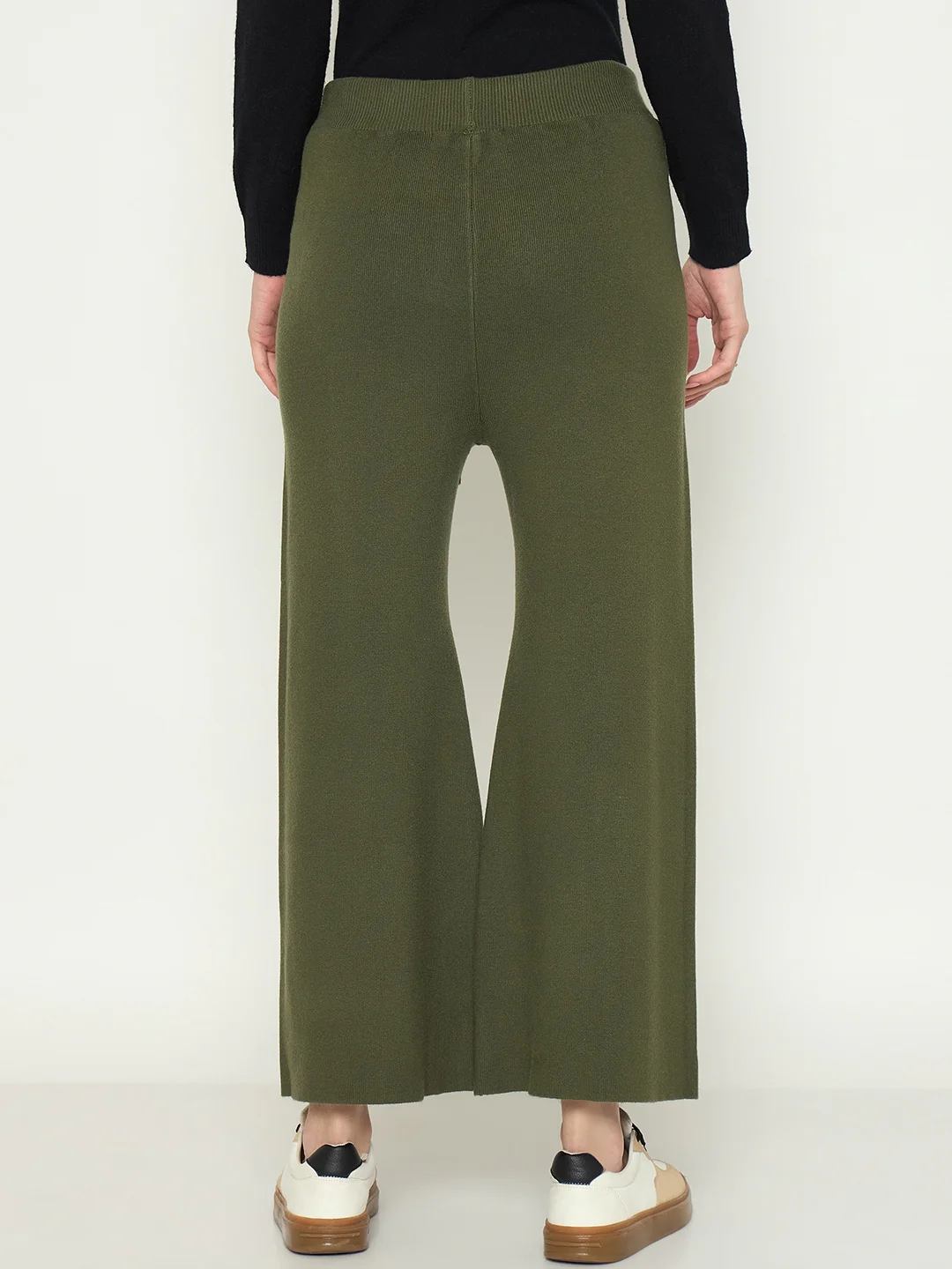 Madame Olive Green Wide Leg Wool Trousers - Image 6