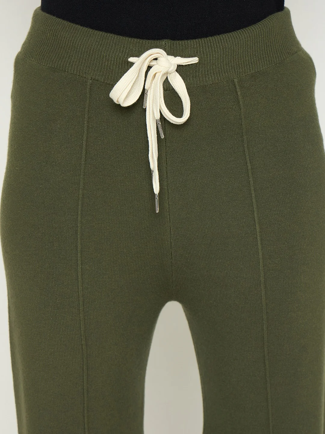 Madame Olive Green Wide Leg Wool Trousers - Image 7