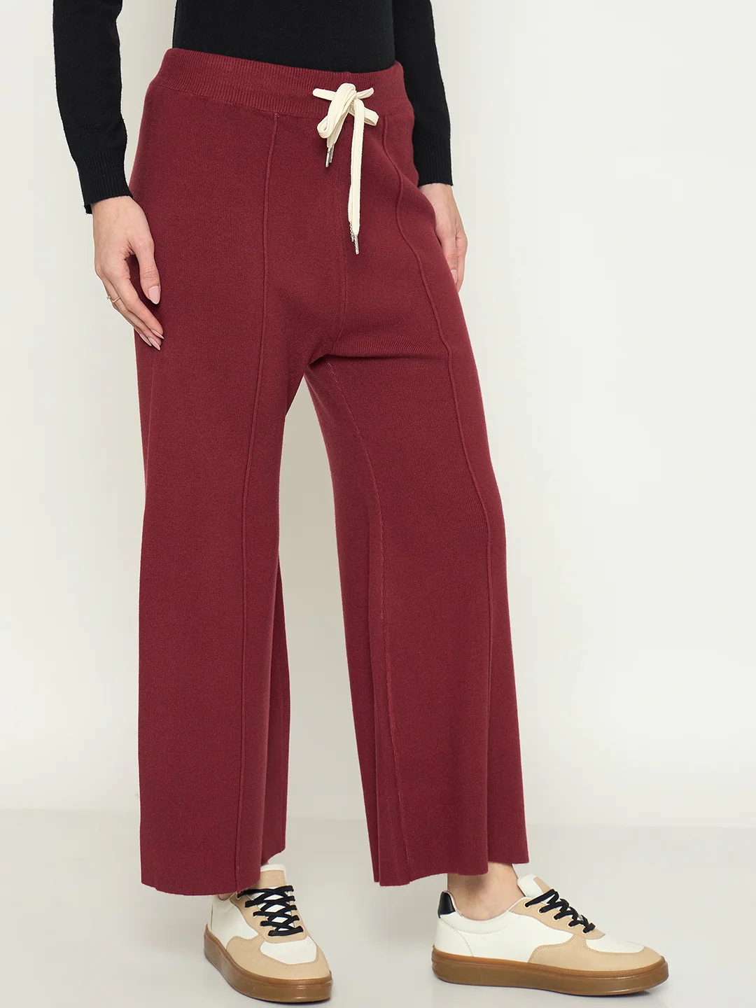 Madame Wine Colour Wide Leg Bottoms - Image 4